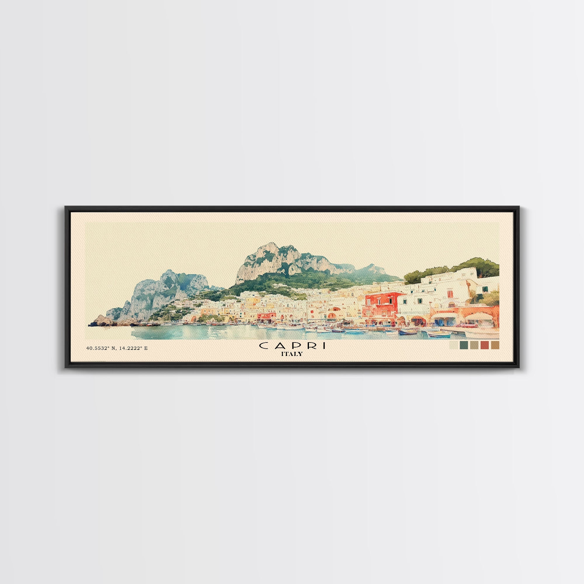 Capri, Italy Watercolor Beach Print Wall Art