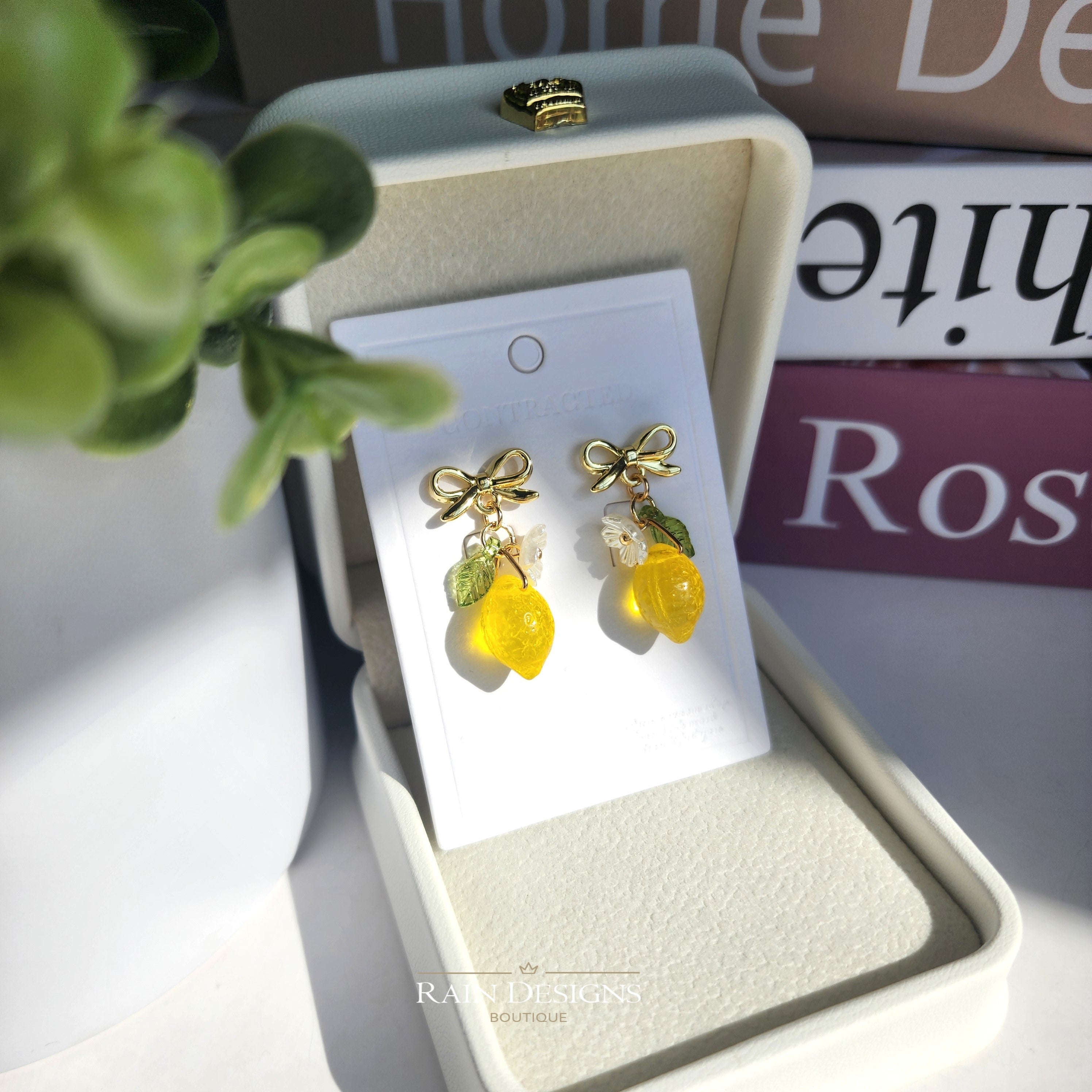Lemon Fruit Earrings | Handmade Fruit Dangle Earrings | Citrus Lemon Earrings