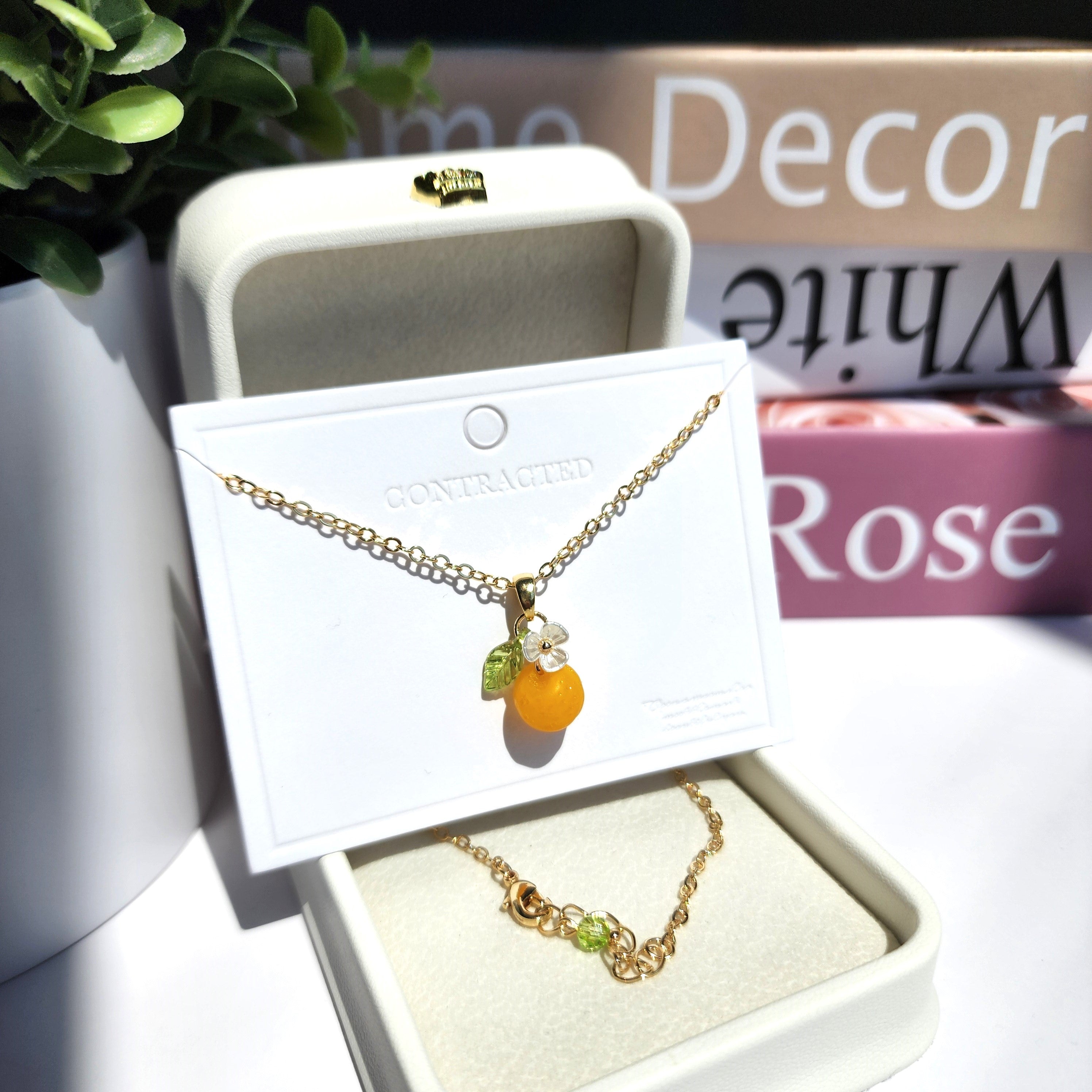 Custom Gold Orange Fruit Necklace | 14K Gold/925 Silver Plated Yellow Orange Necklace