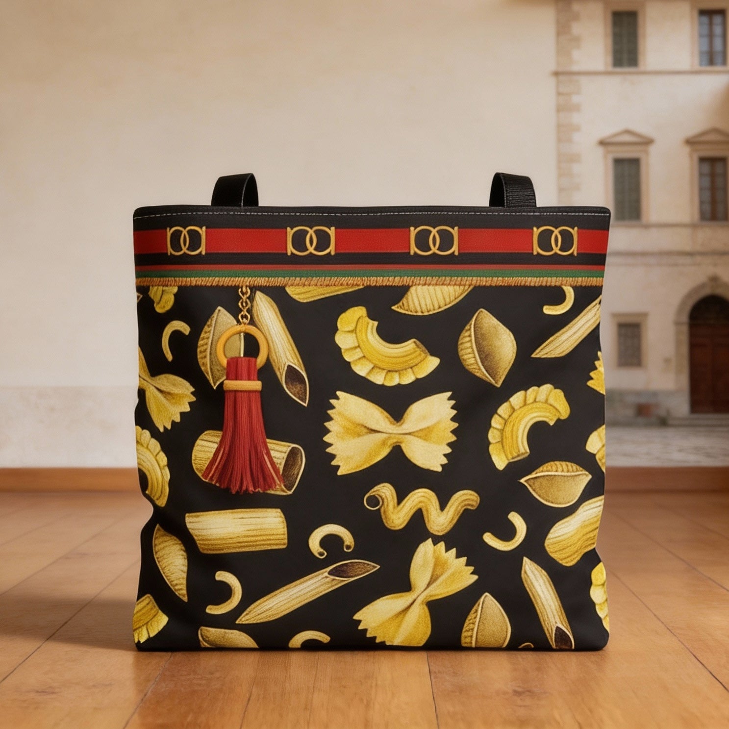Bougie Designer Pasta Tote Bag — All Over Print Fancy Italian Pasta