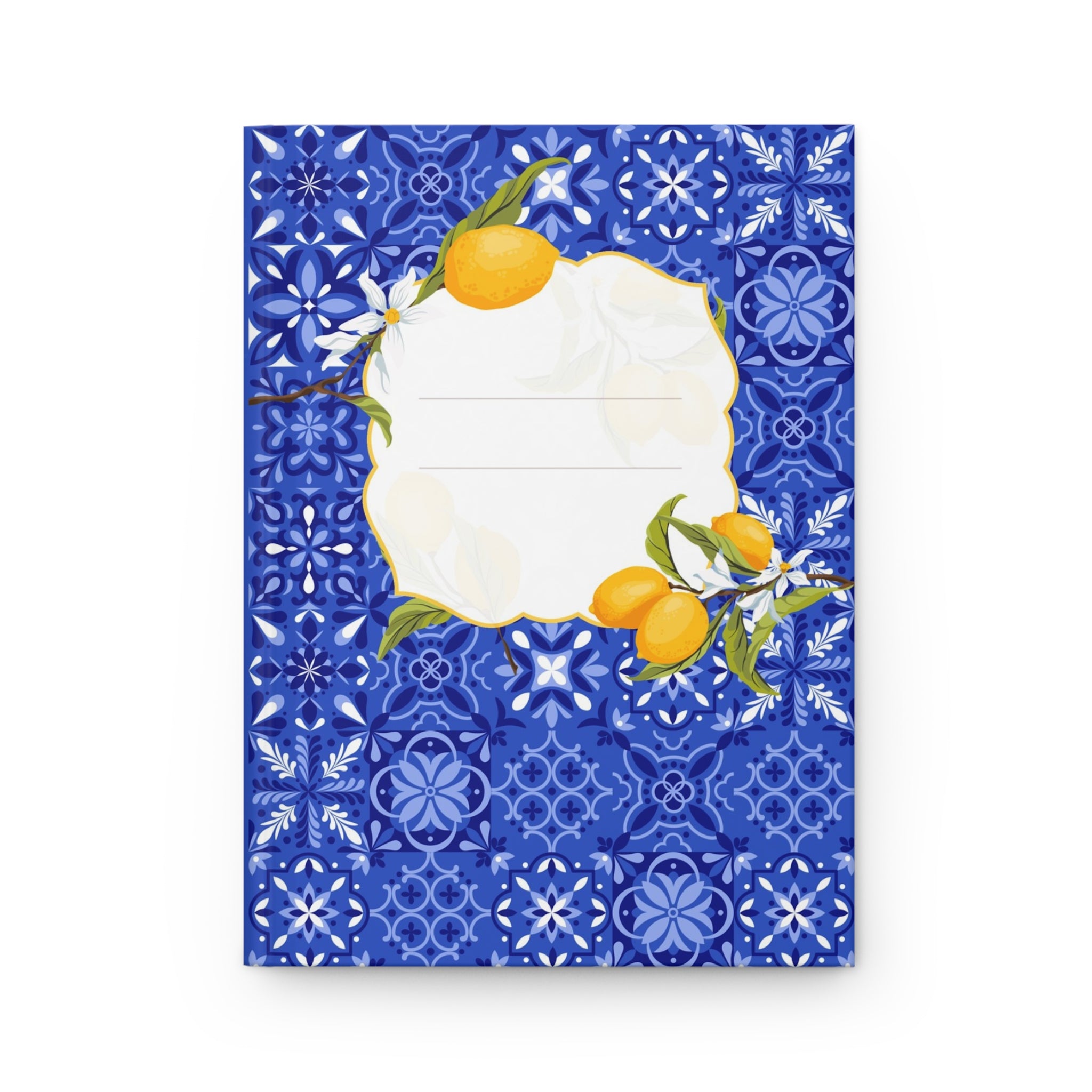 Mediterranean Tiles & Lemons Hardcover Journal — Notebook with Lined Pages
