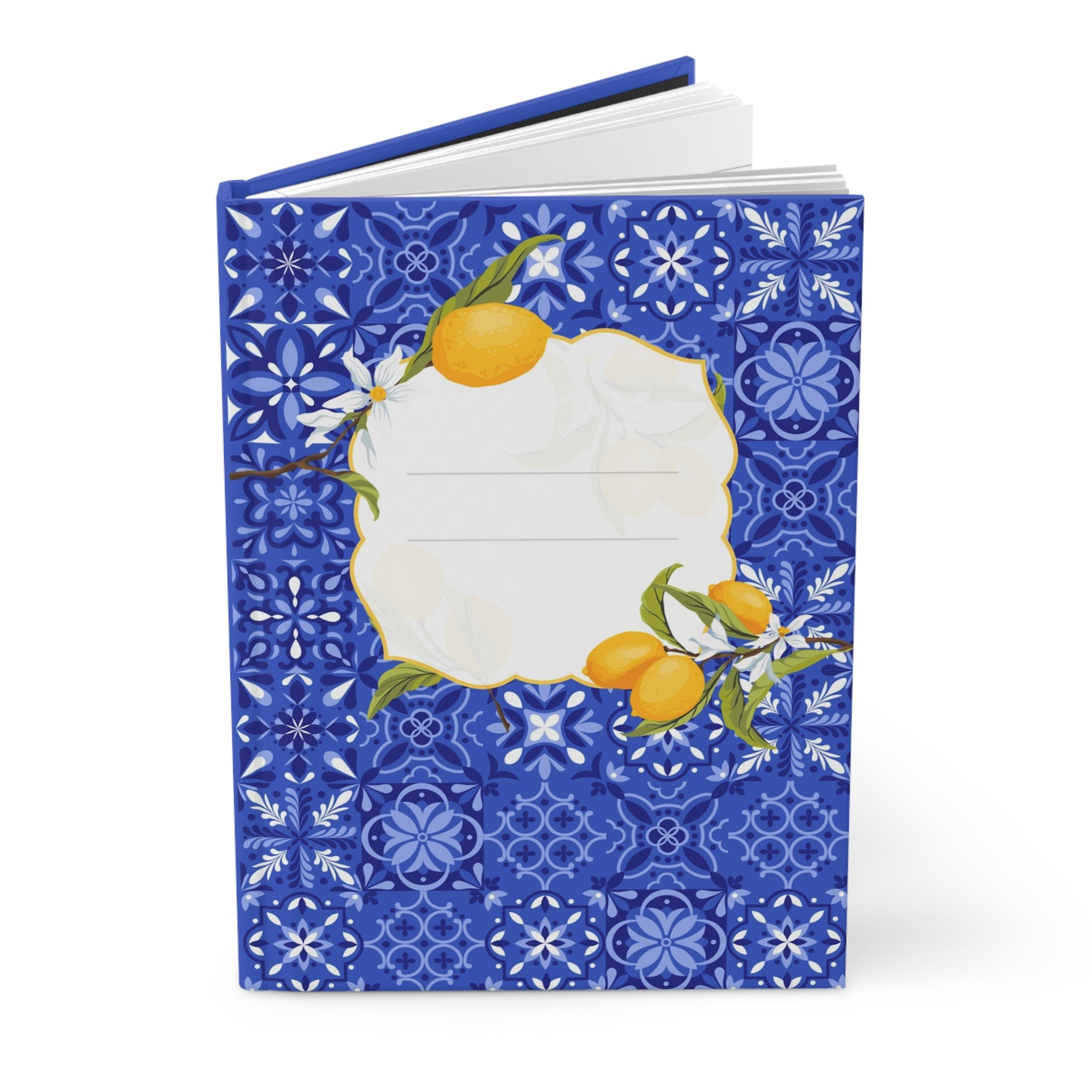 Mediterranean Tiles & Lemons Hardcover Journal — Notebook with Lined Pages