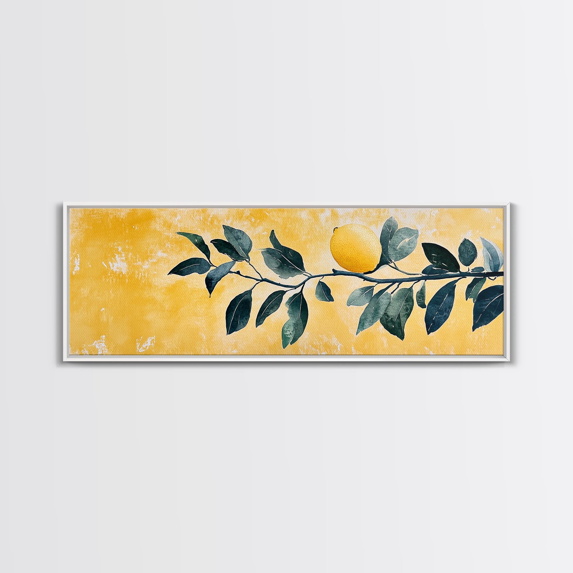 Italian Lemon Tree Branch Framed Canvas Art Print