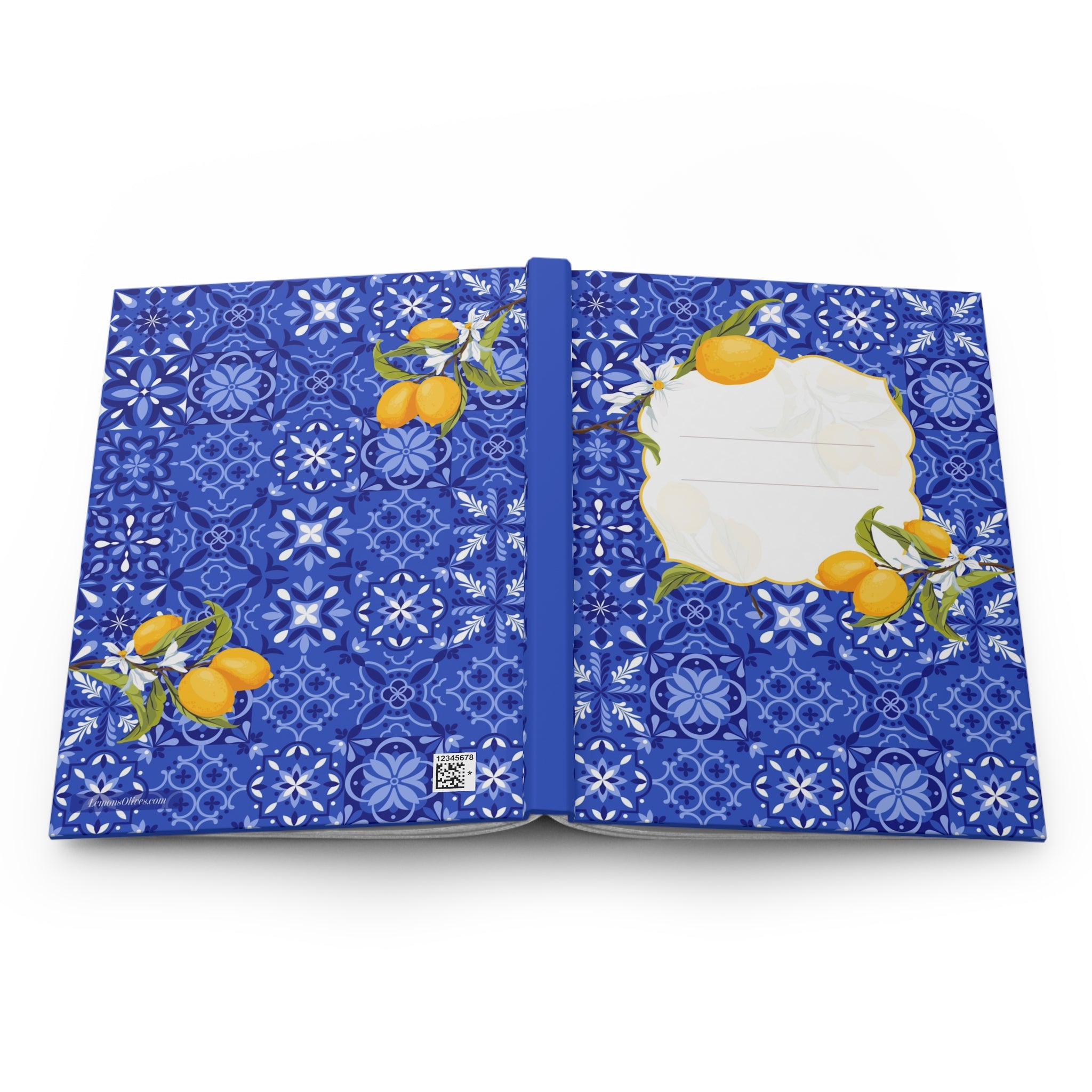 Mediterranean Tiles & Lemons Hardcover Journal — Notebook with Lined Pages