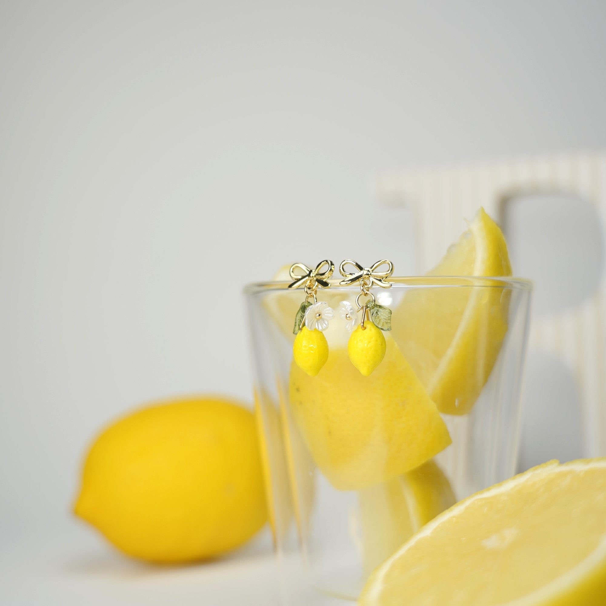 Lemon Fruit Earrings | Handmade Fruit Dangle Earrings | Citrus Lemon Earrings