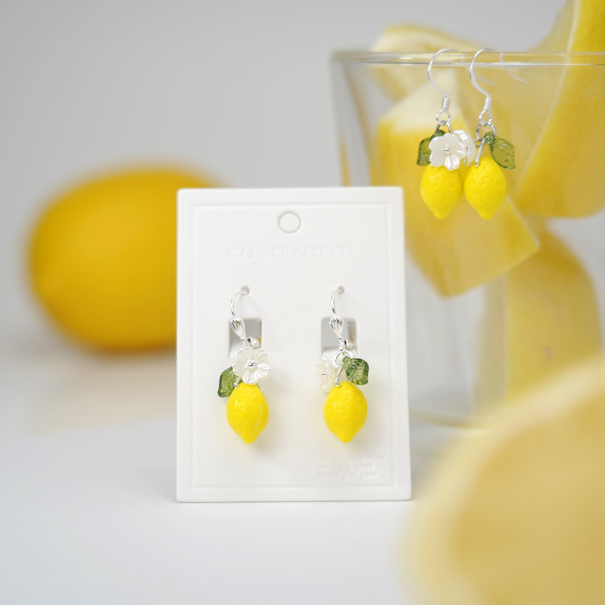 Lemon Fruit Earrings | Handmade Fruit Dangle Earrings | Citrus Lemon Earrings