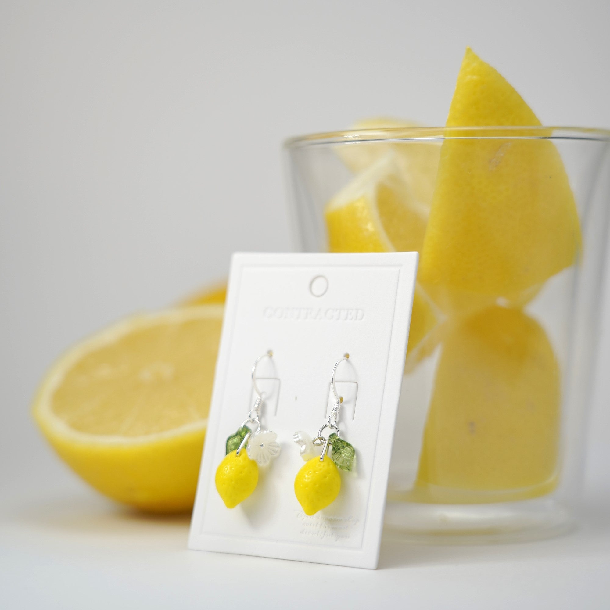 Lemon Fruit Earrings | Handmade Fruit Dangle Earrings | Citrus Lemon Earrings