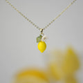 Mediterranean Glass Lemon Necklace - 925 Silver Plated Lemon Citrus Fruit Necklace