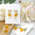 Gold Orange Mediterranean Fruit Dangle Earrings
