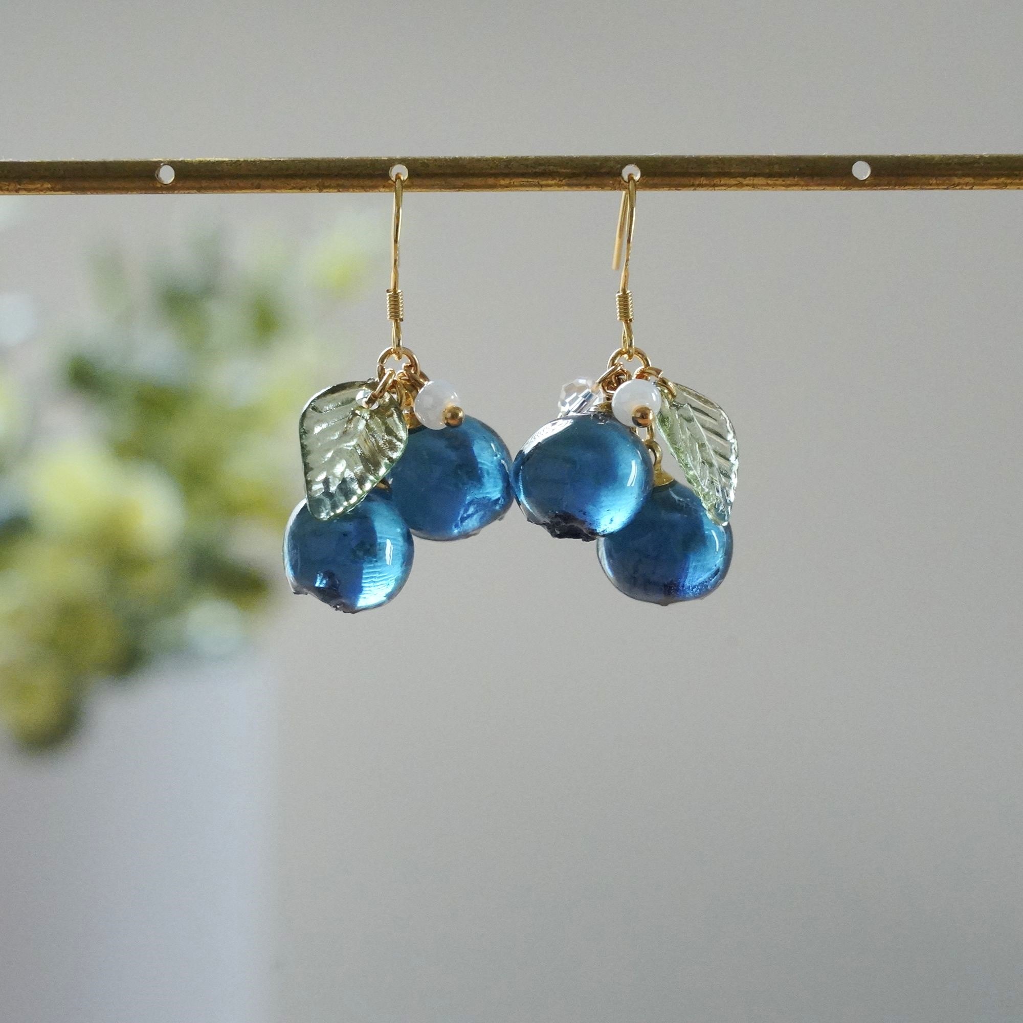 Handmade Blueberry Earrings | Resin Art Cluster Small Wildberry Fruit Earrings