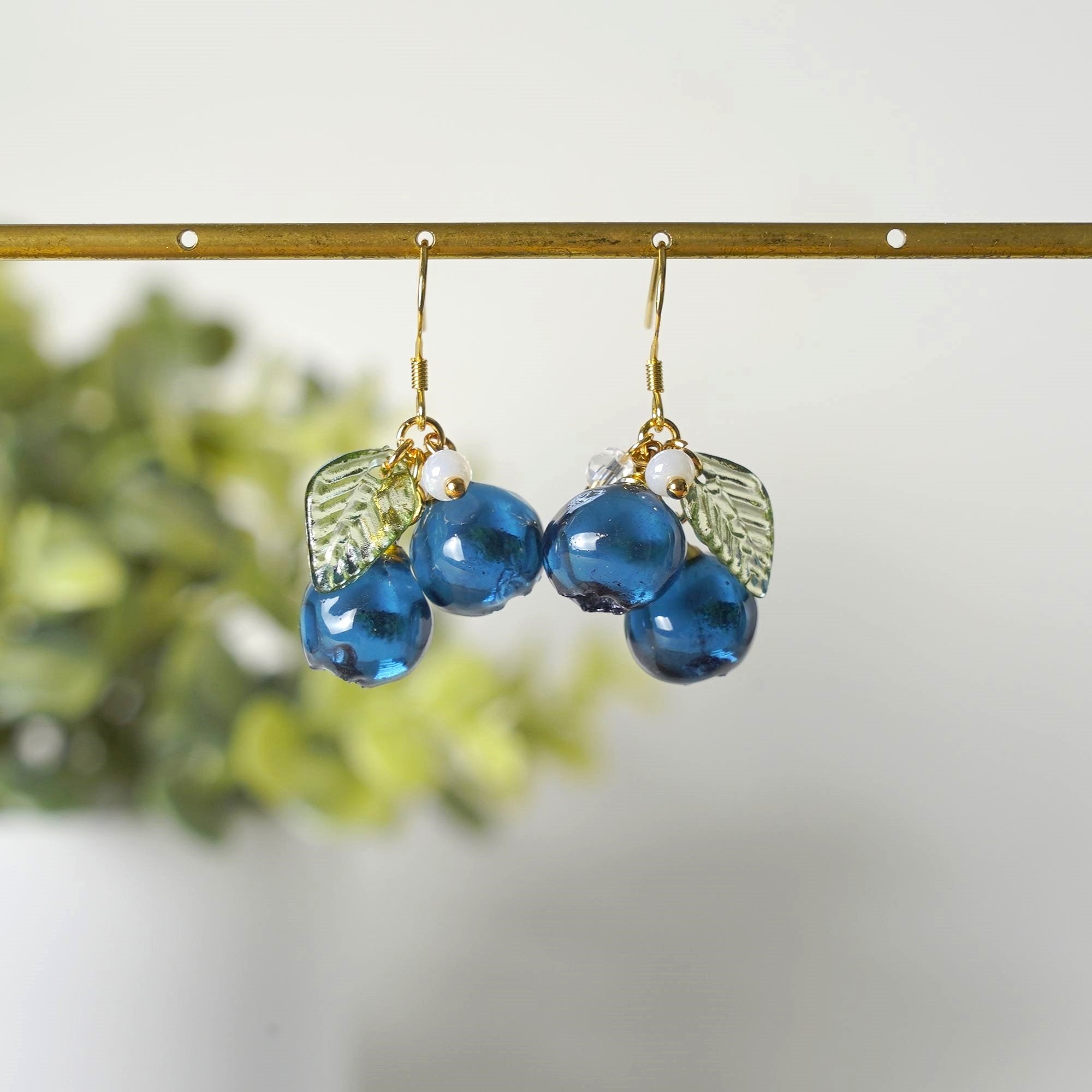 Handmade Blueberry Earrings | Resin Art Cluster Small Wildberry Fruit Earrings