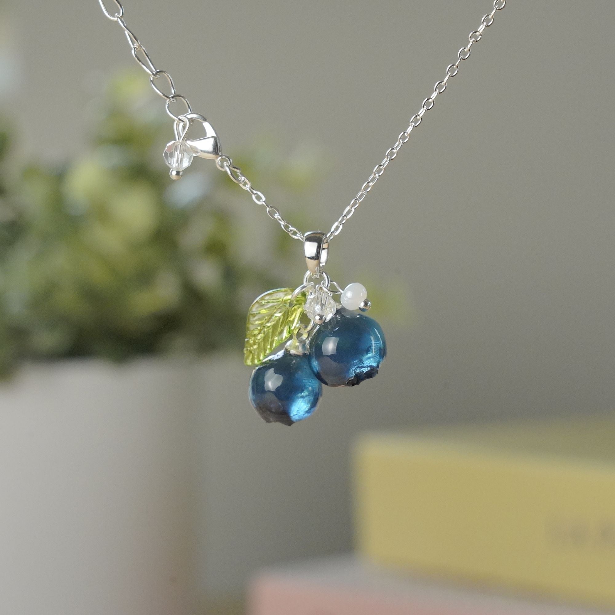 Custom Blueberry Necklace | Personalized Small Berry Cluster Fruit Necklace | Resin Art Gift