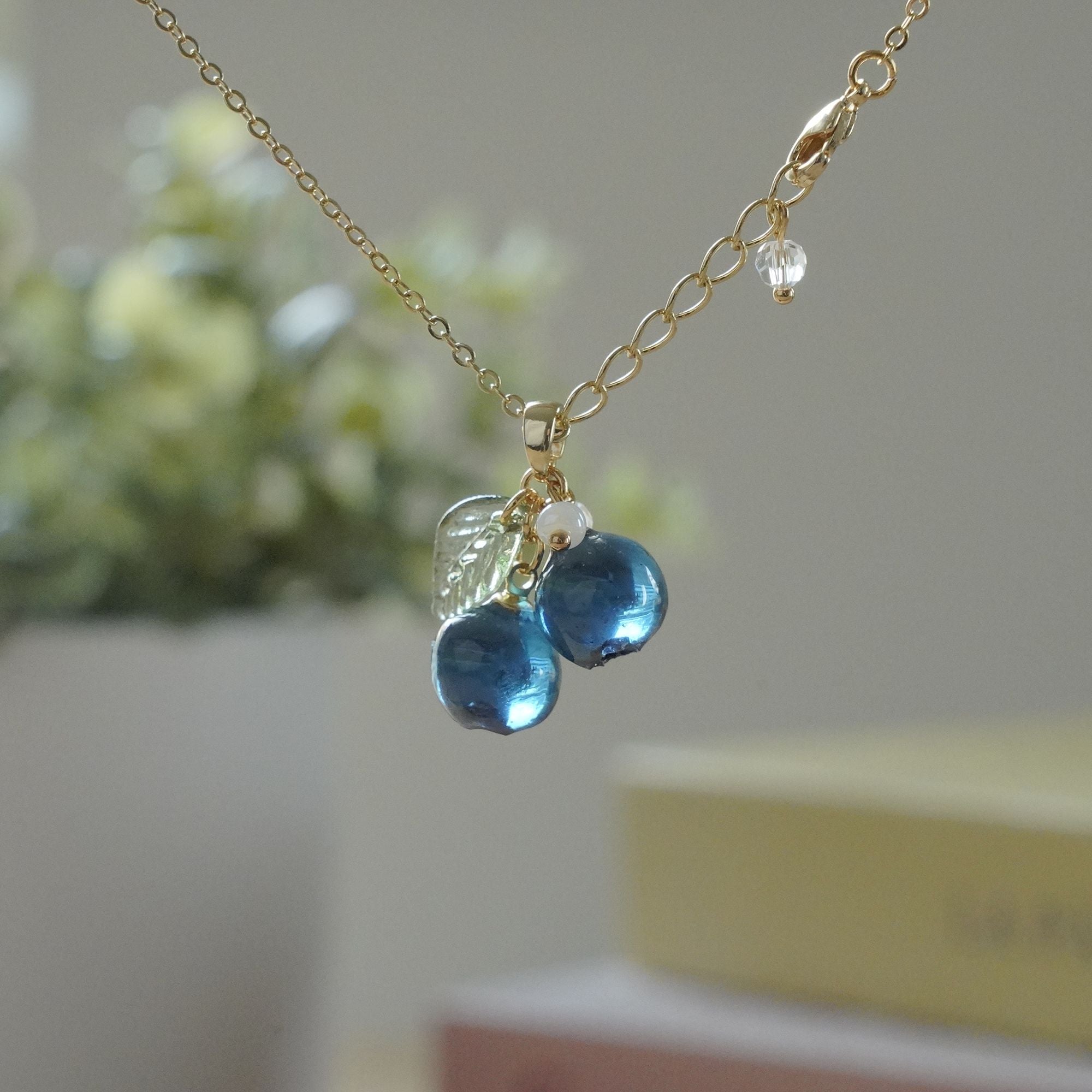 Custom Blueberry Necklace | Personalized Small Berry Cluster Fruit Necklace | Resin Art Gift