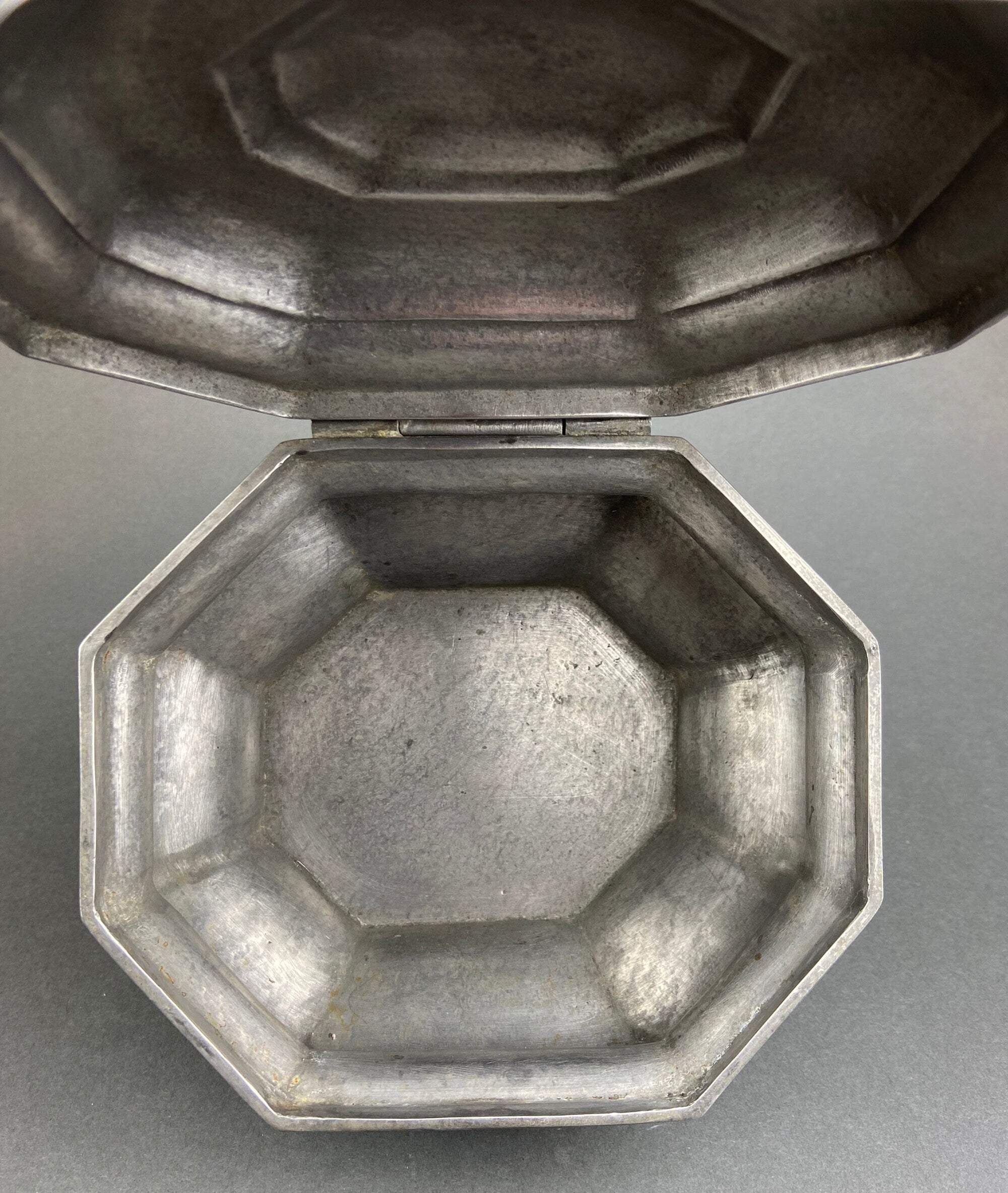 Antique Italian Pewter Box with Hinged Lid. Large Pewter Urn Made in Italy. Trinket or Jewelry Box.