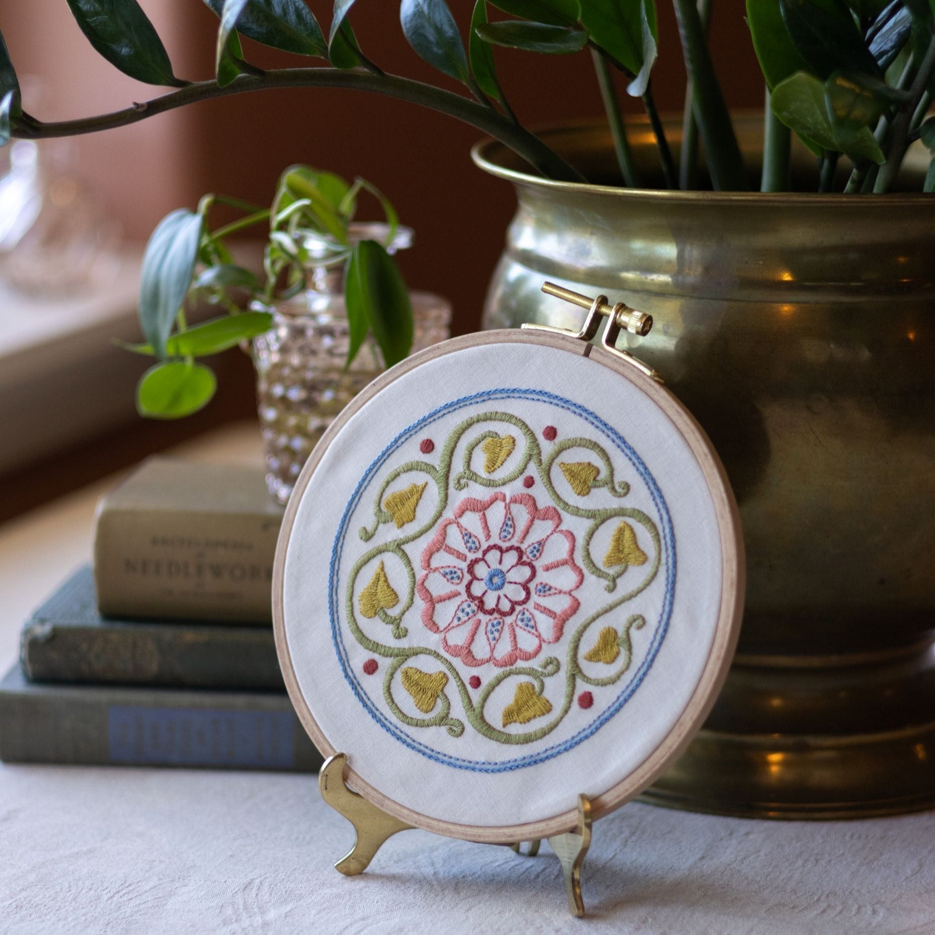 Arcadian Rose embroidery hoop kit