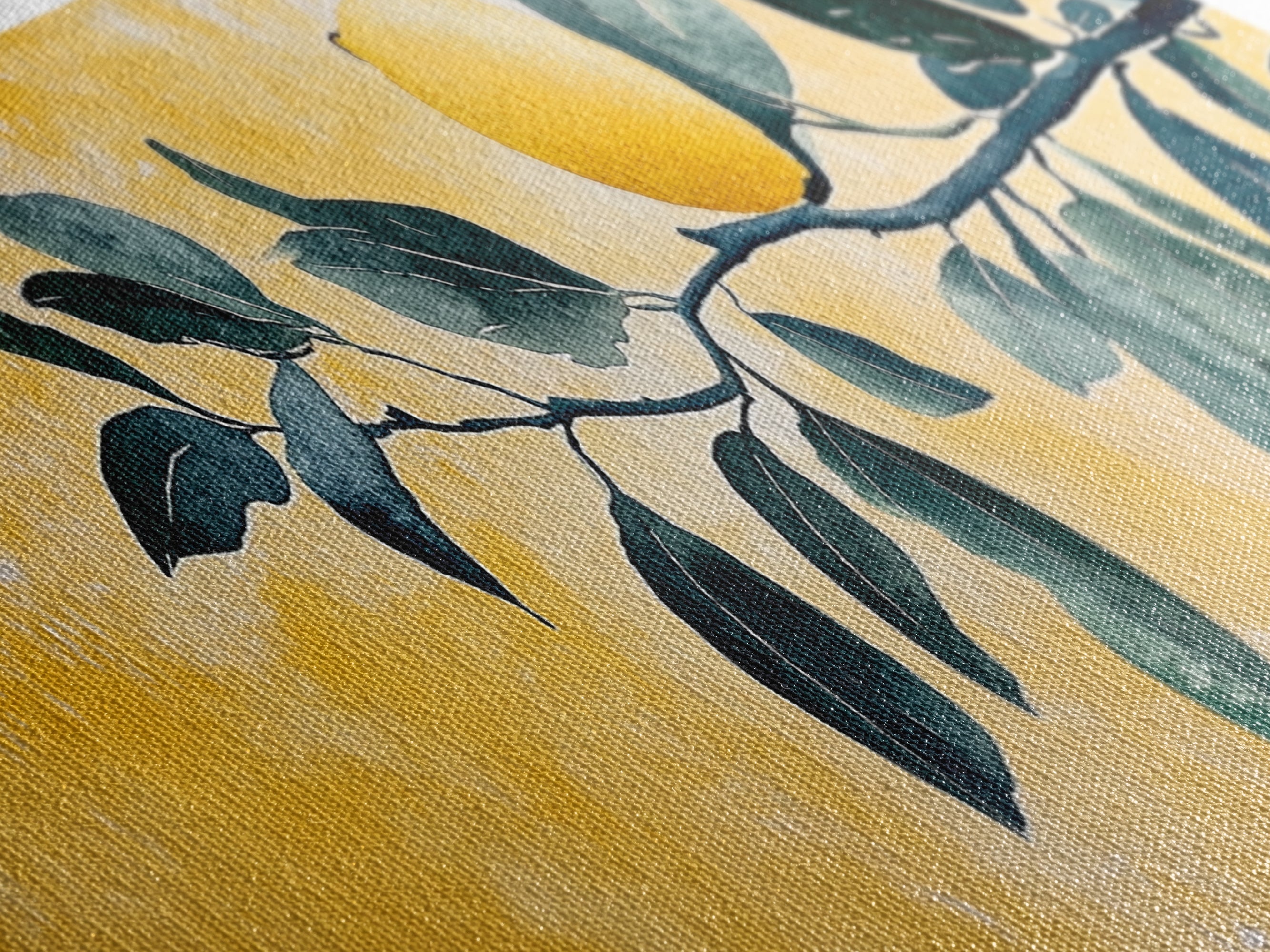 Italian Lemon Tree Branch Framed Canvas Art Print