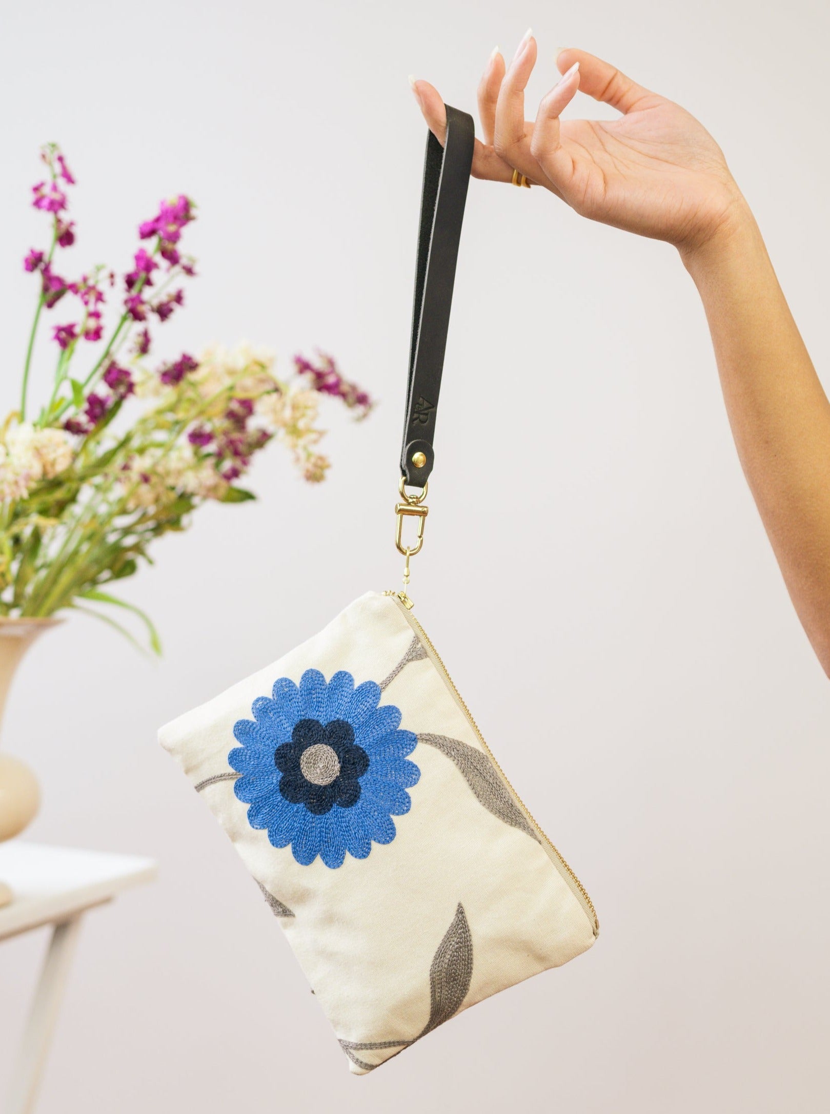 Blue Poppy Wristlet Purse
