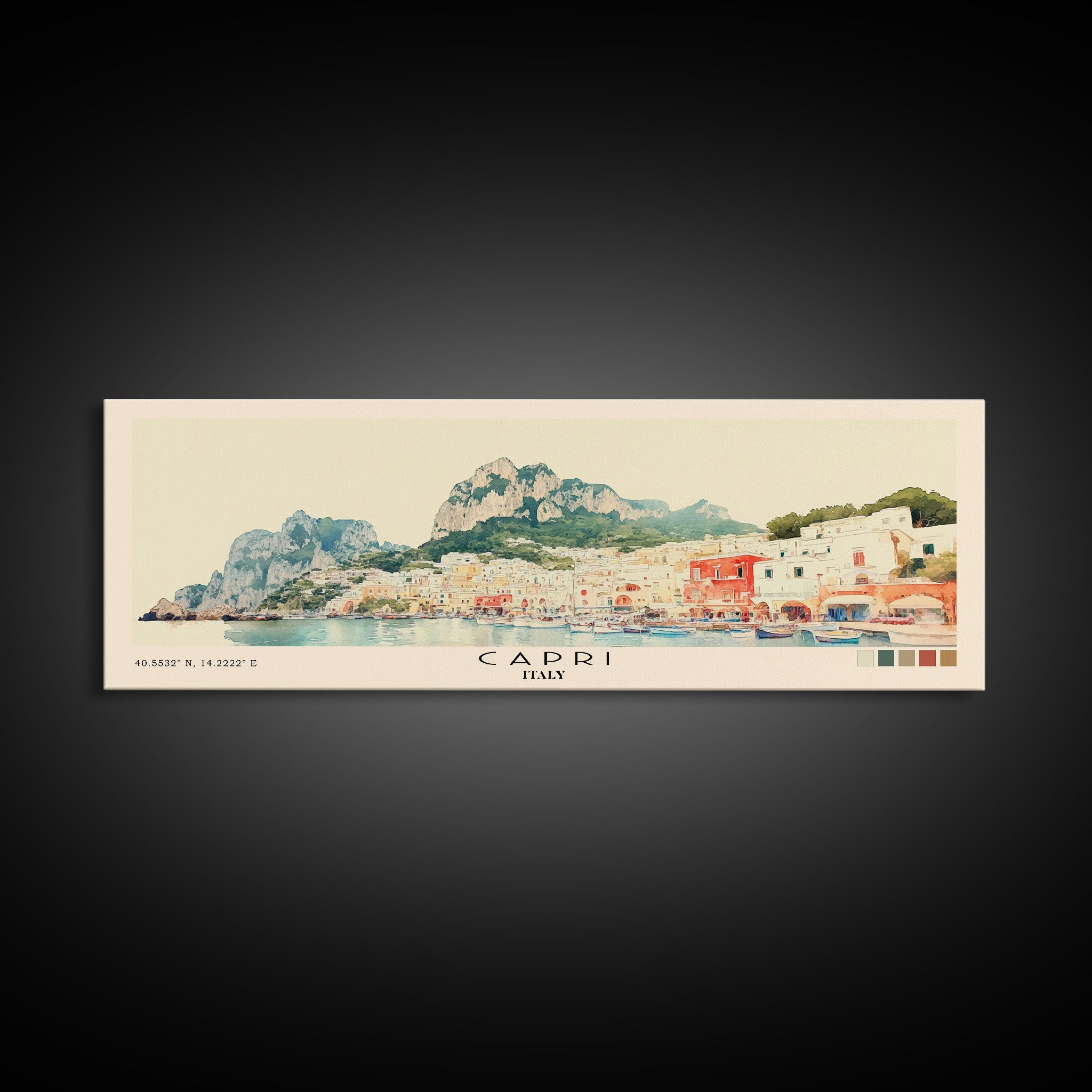 Capri, Italy Watercolor Beach Print Wall Art