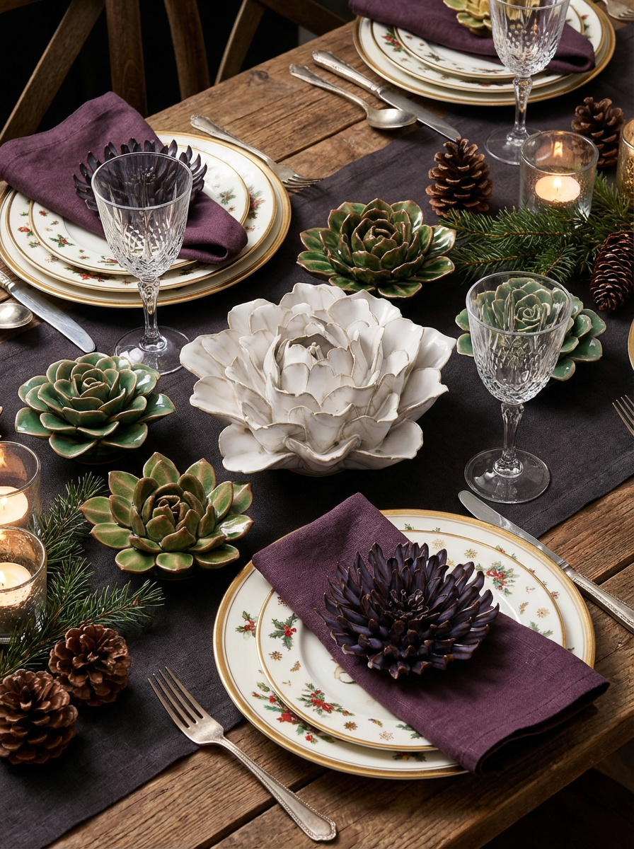 Ceramic Ivory Zinnia - Table Decoration or Wall Hanging