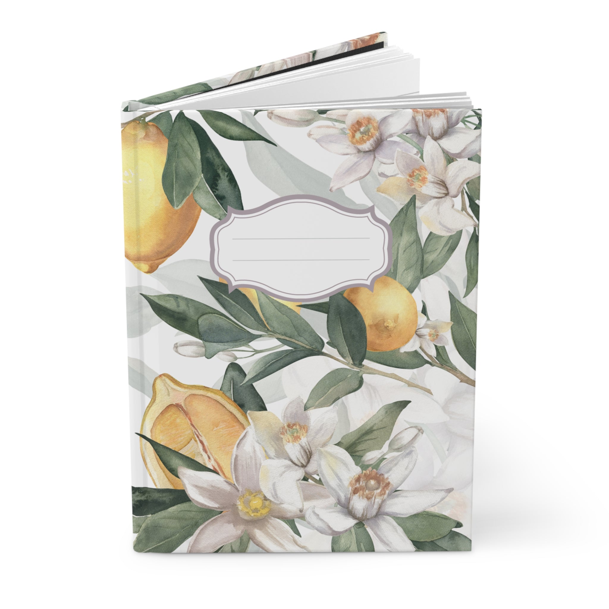 Mediterranean Lemon Blossom Hardcover Journal - Rustic Mediterranean Style