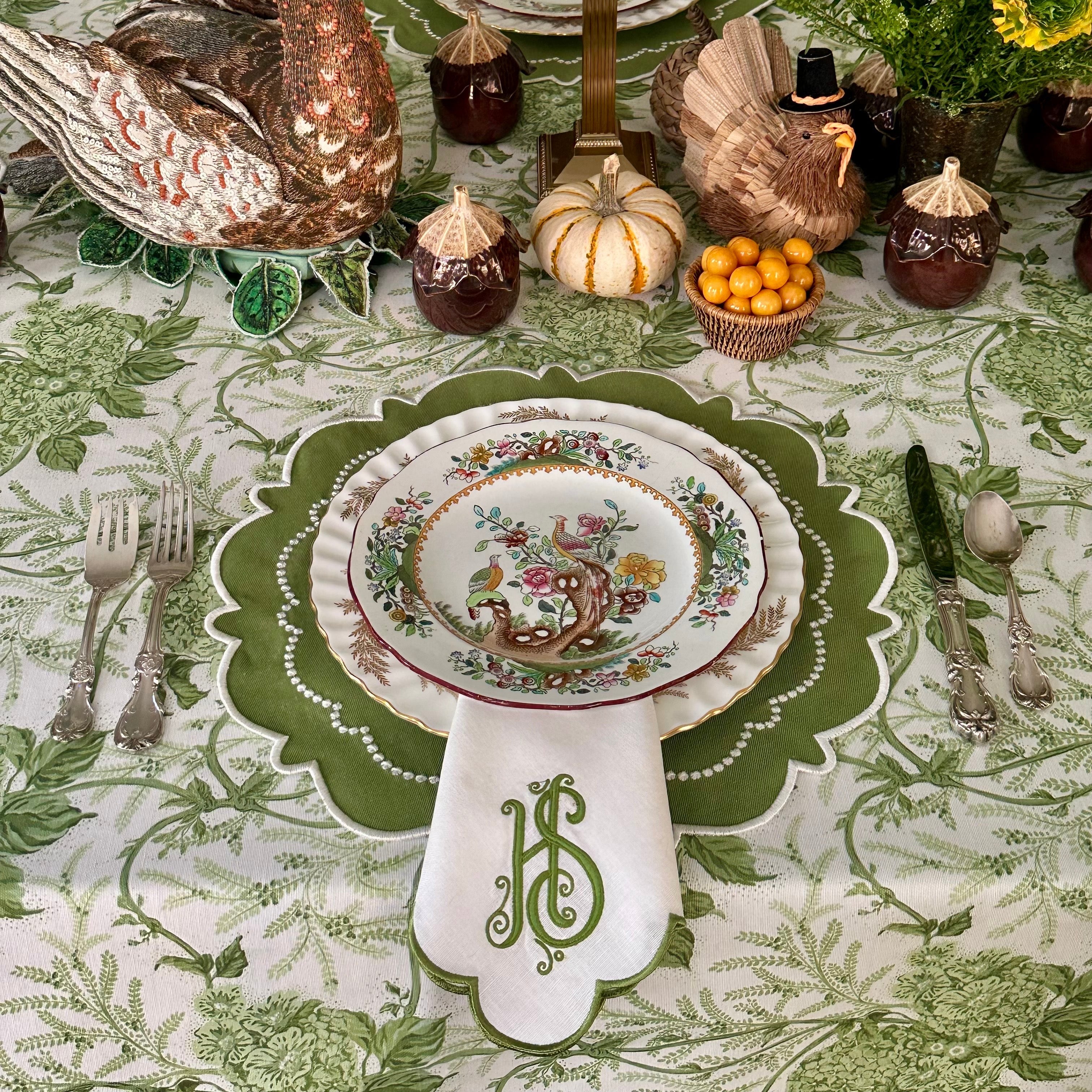 Harmony Green Round Fabric Placemat