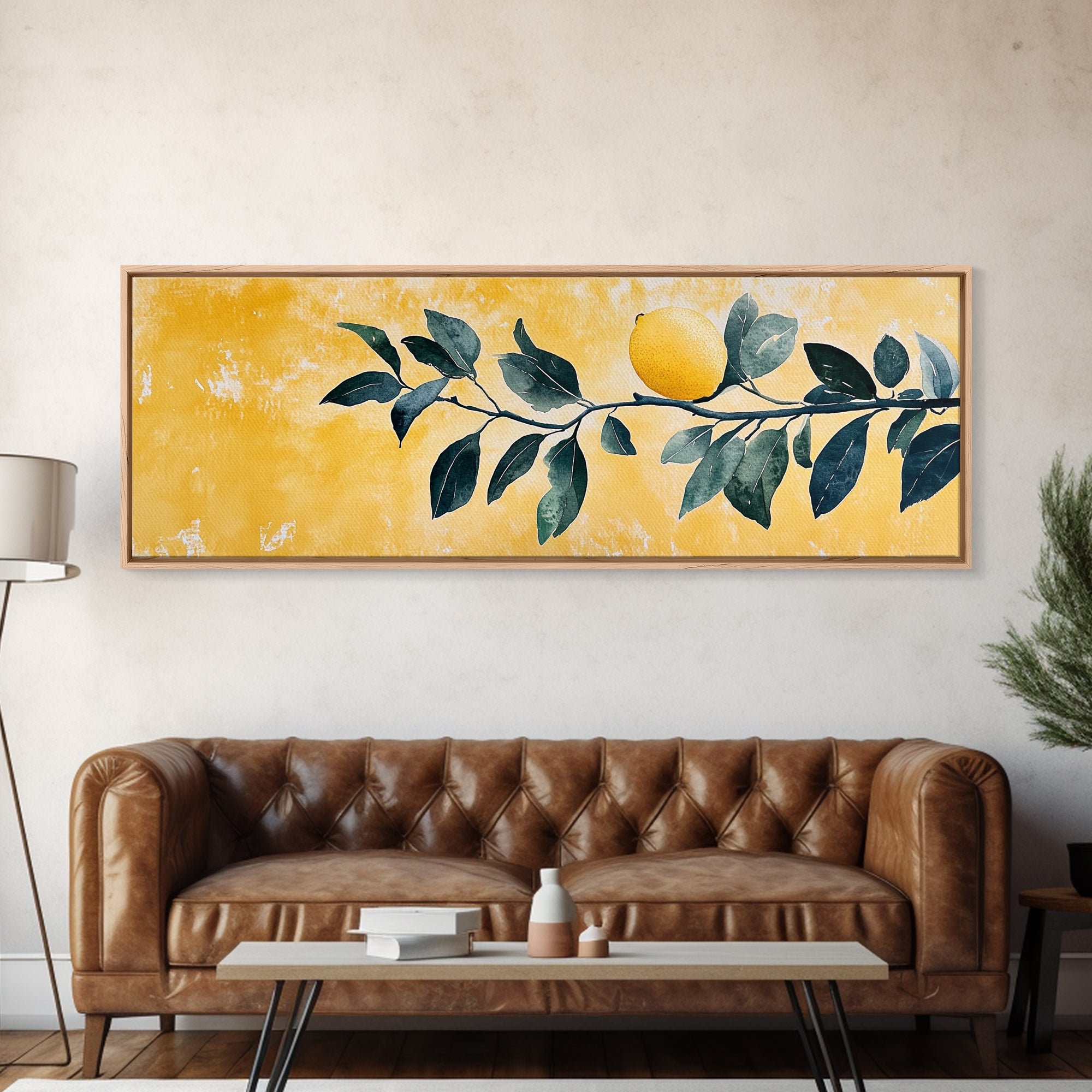 Italian Lemon Tree Branch Framed Canvas Art Print