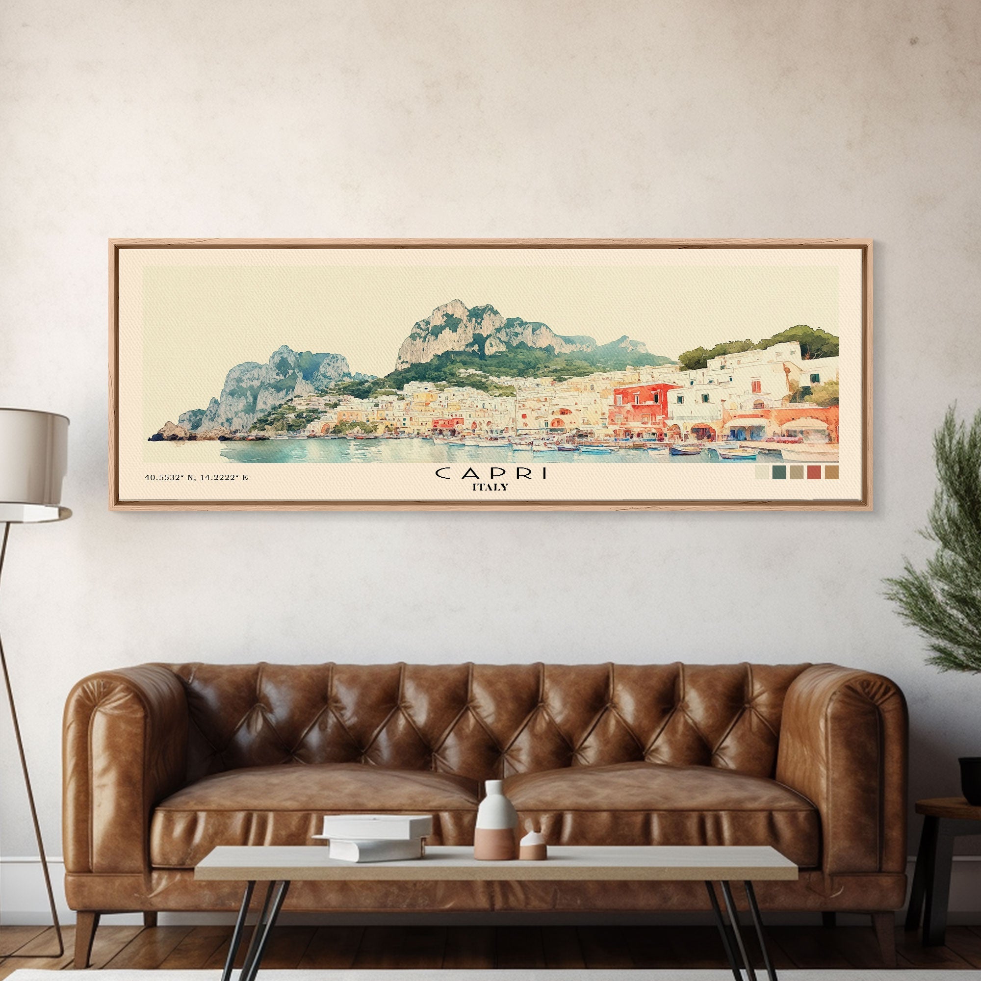 Capri, Italy Watercolor Beach Print Wall Art