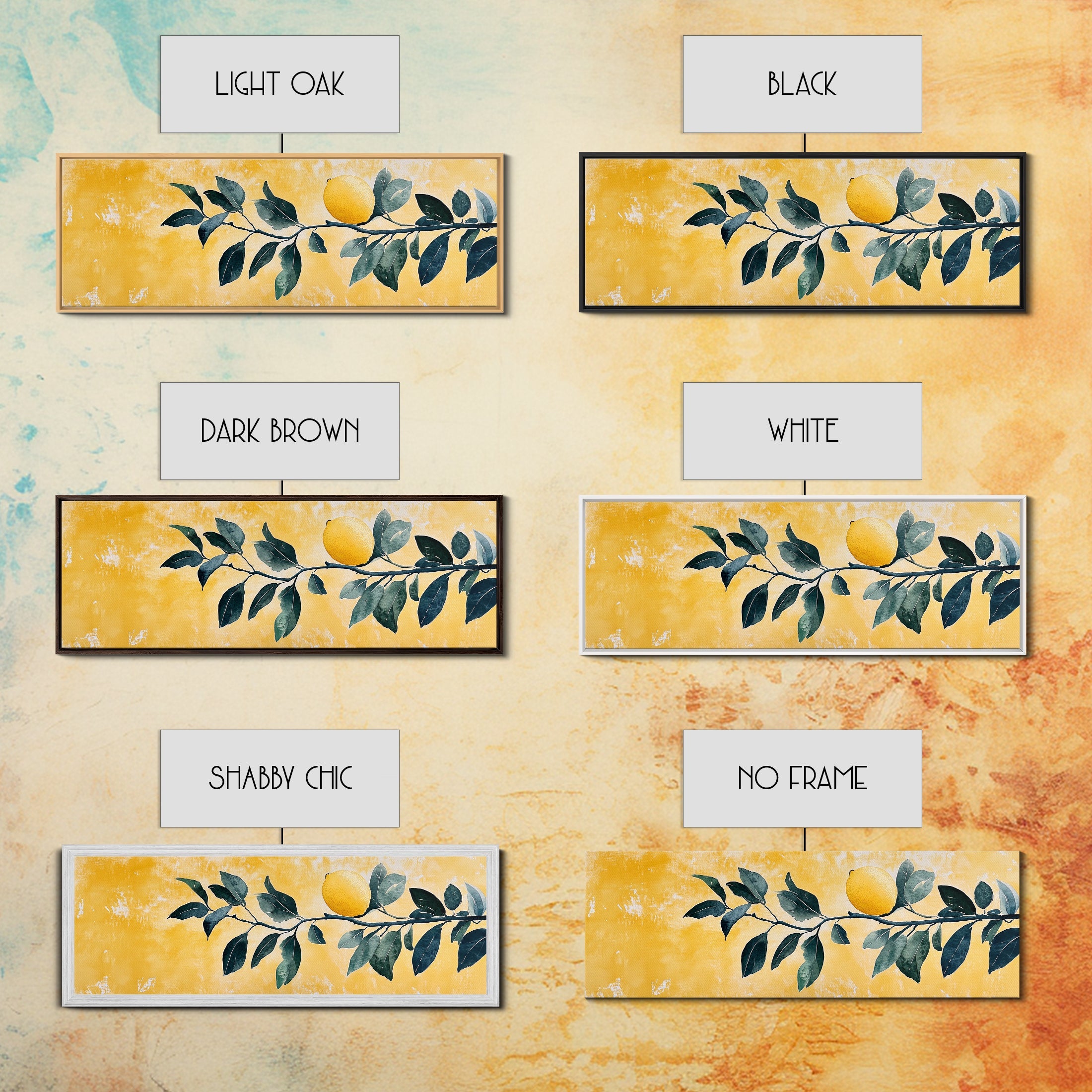 Italian Lemon Tree Branch Framed Canvas Art Print