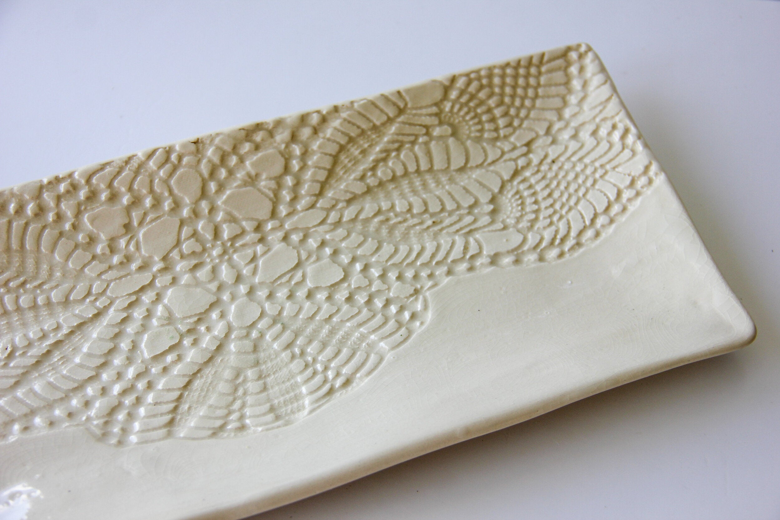 Handmade 13" Charcuterie Embossed Ceramic Platter