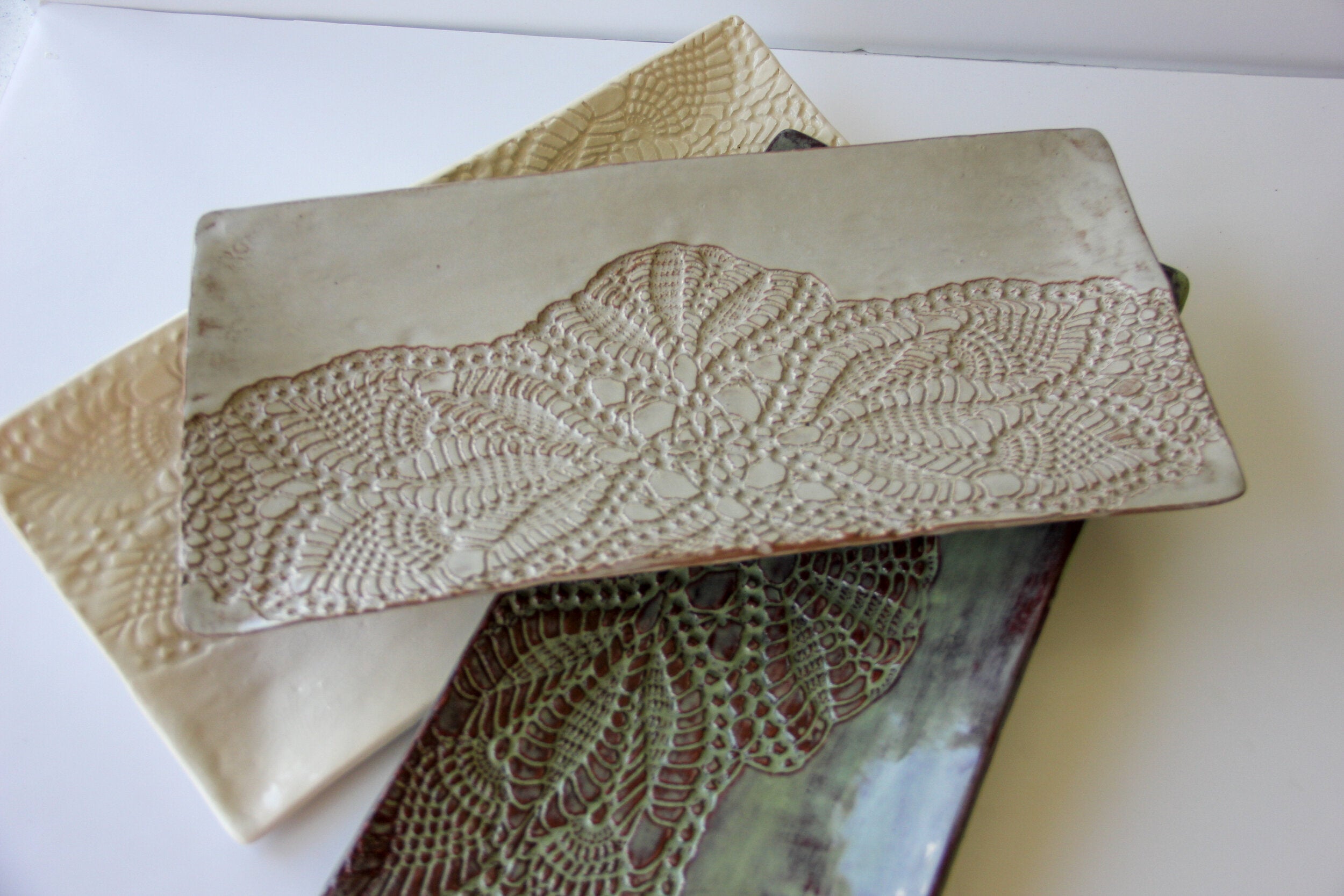 Handmade 13" Charcuterie Embossed Ceramic Platter