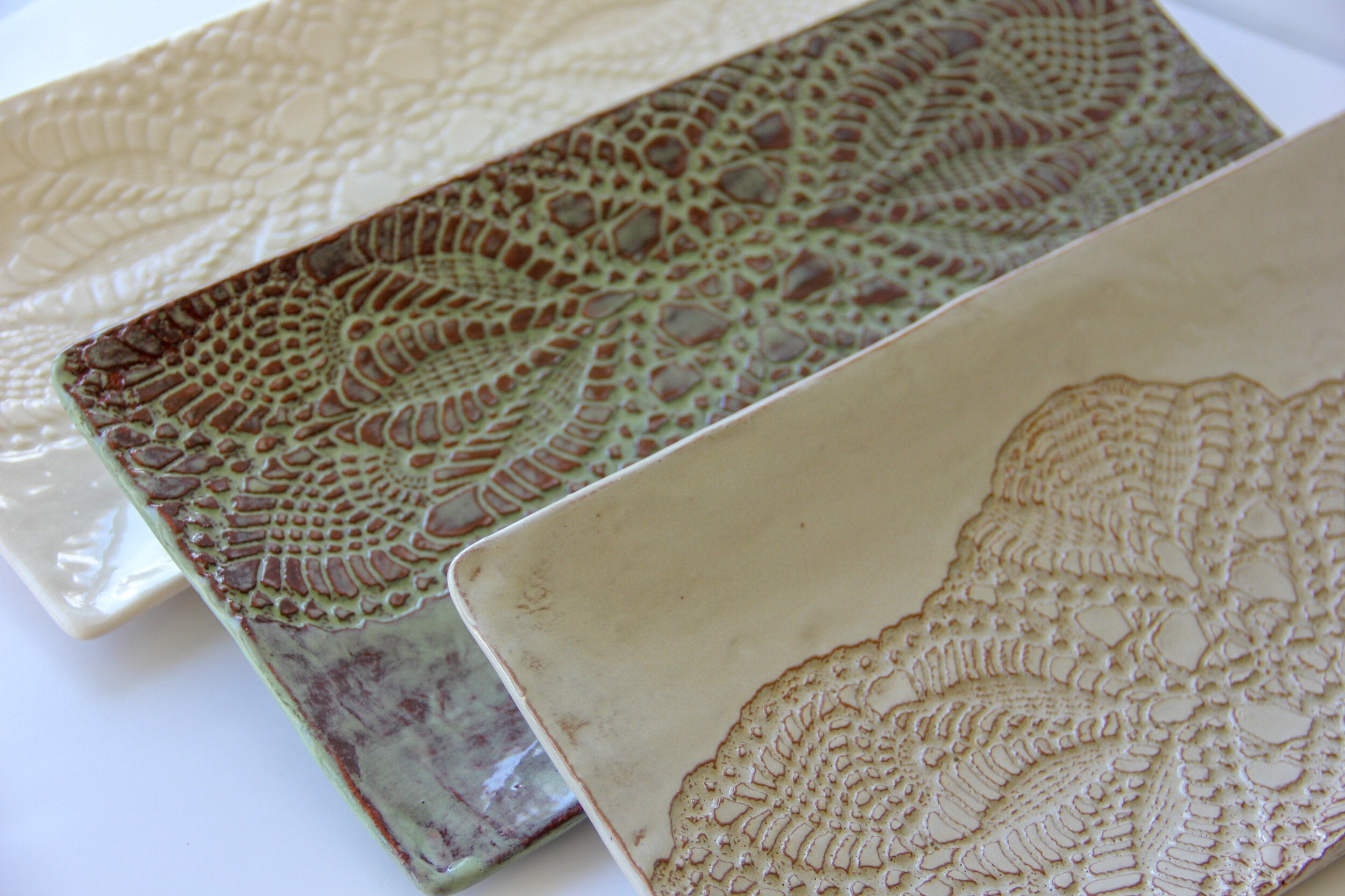 Handmade 13" Charcuterie Embossed Ceramic Platter