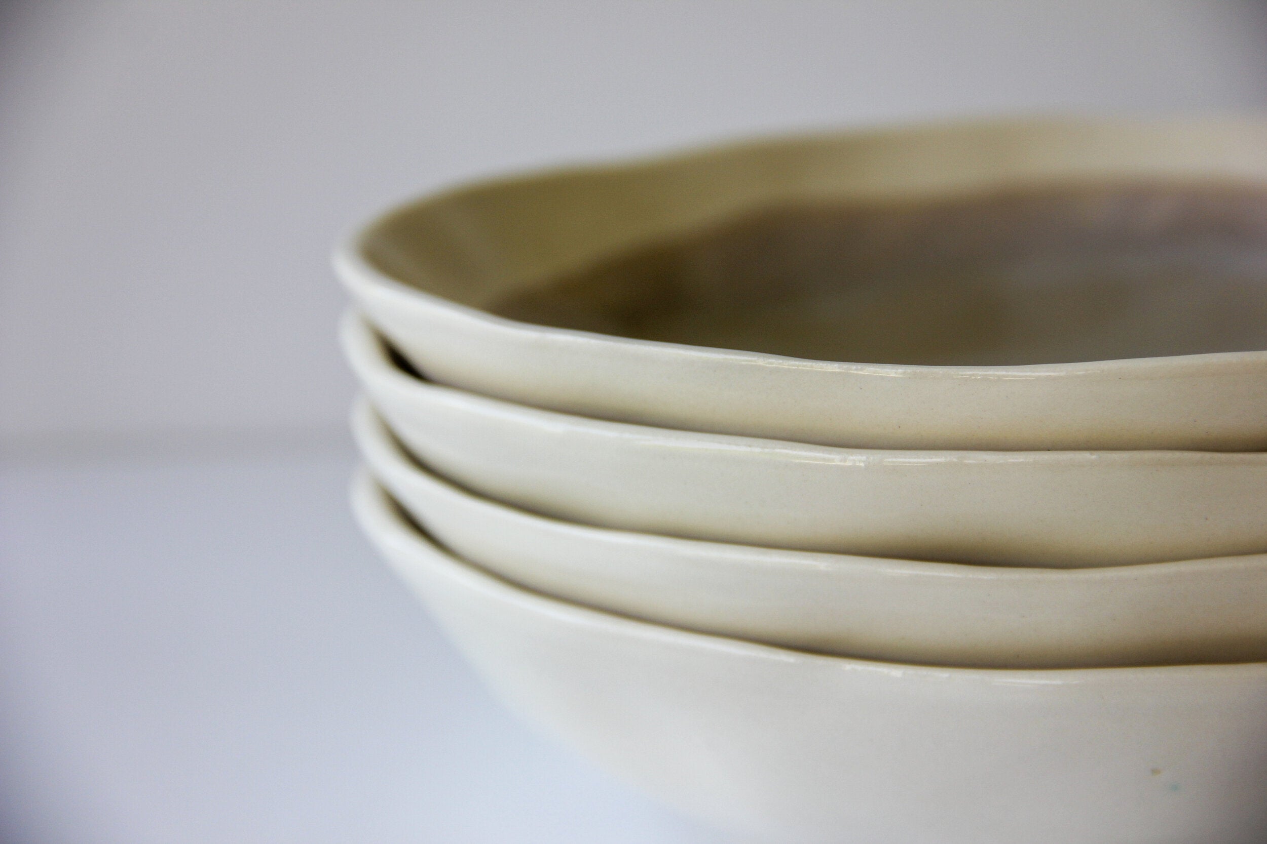 Large Earthenware Artisan Dinner Bowls 8.5"