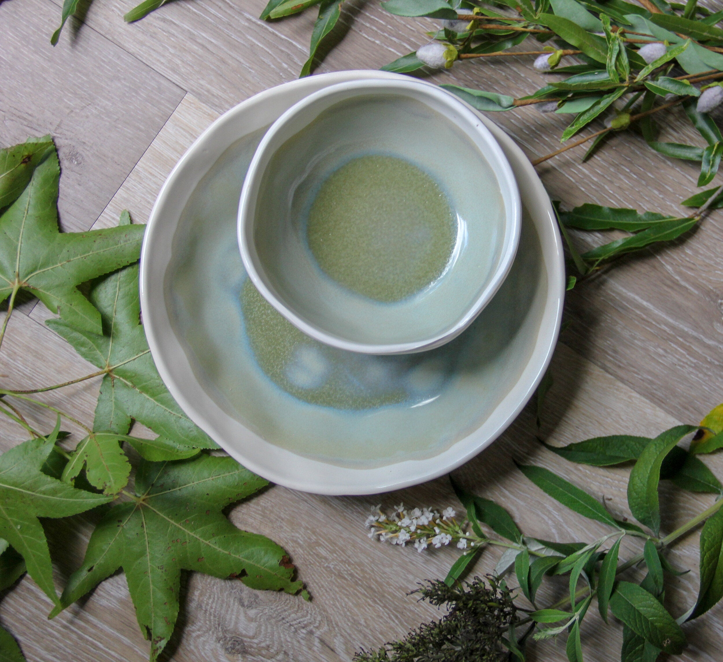 Large Earthenware Artisan Dinner Bowls 8.5"