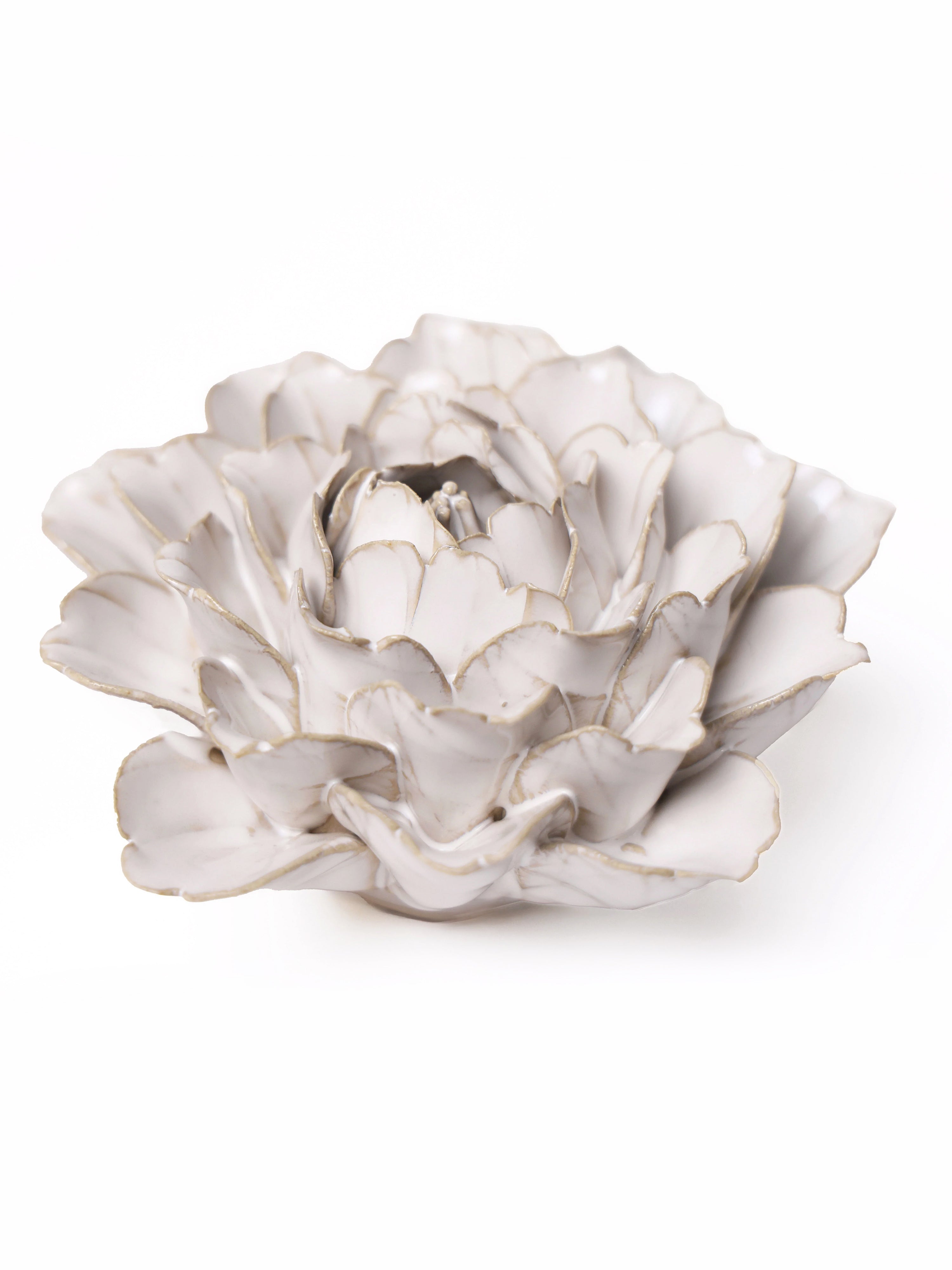 Ceramic Ivory Zinnia - Table Decoration or Wall Hanging