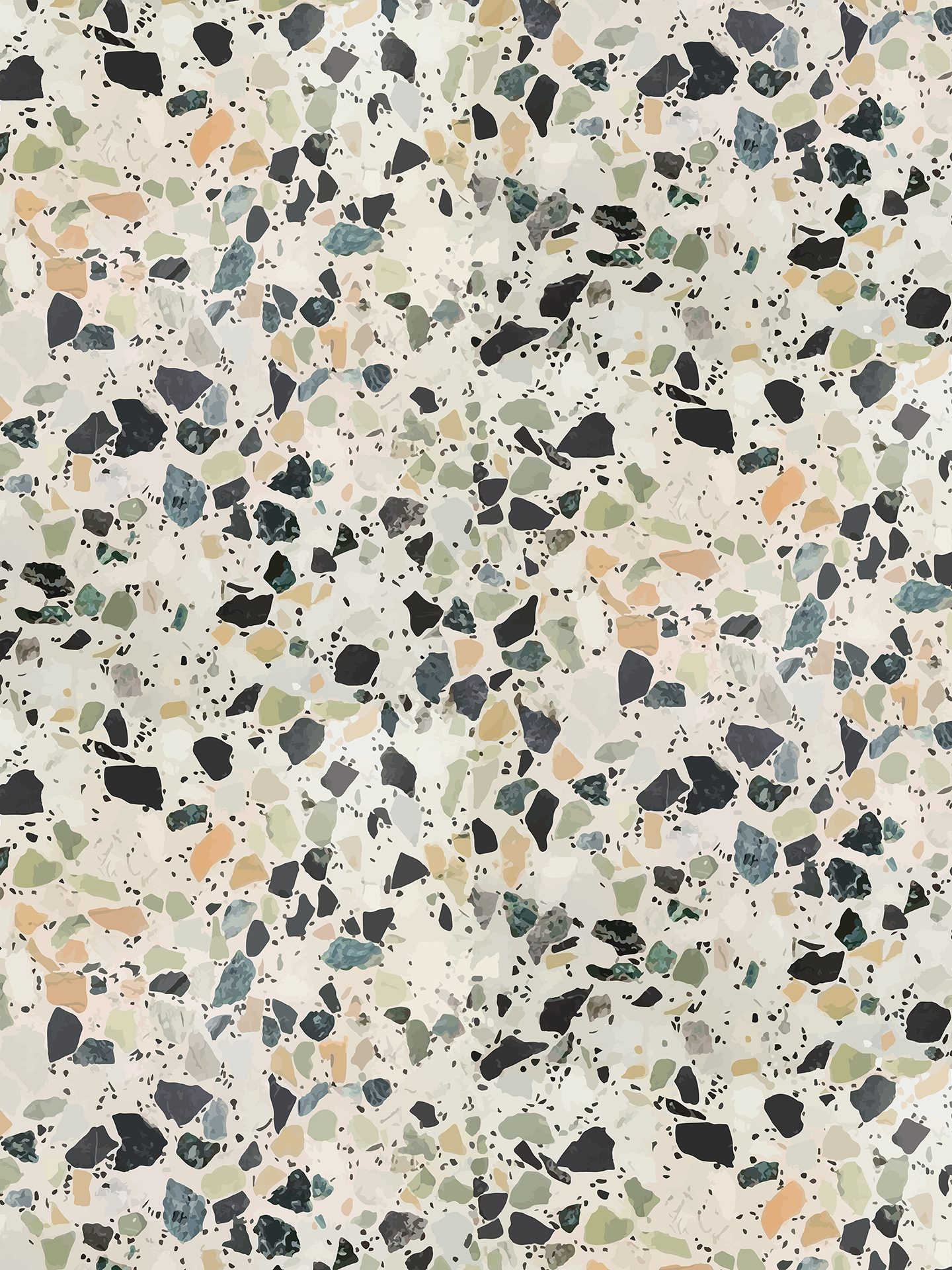 Mojave Terrazzo Wallpaper, green and orange