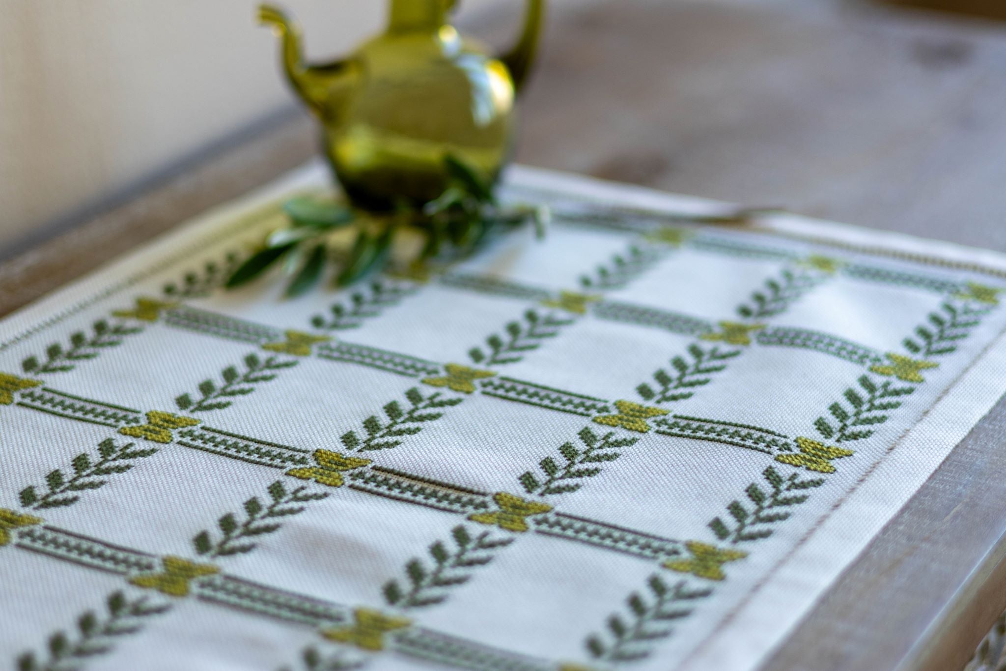 Olive Branch cross stitch folk embroidery kit