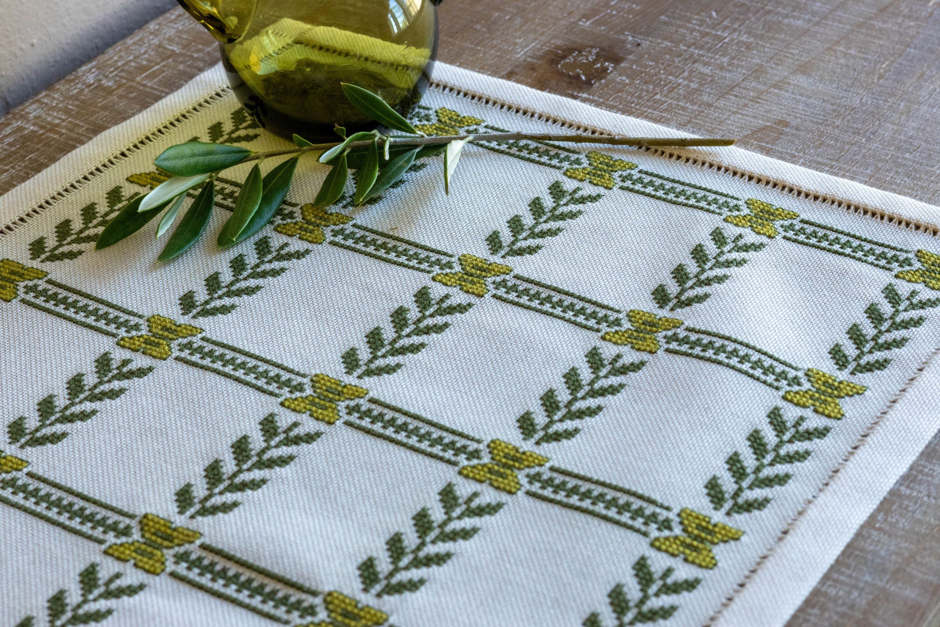 Olive Branch cross stitch folk embroidery kit