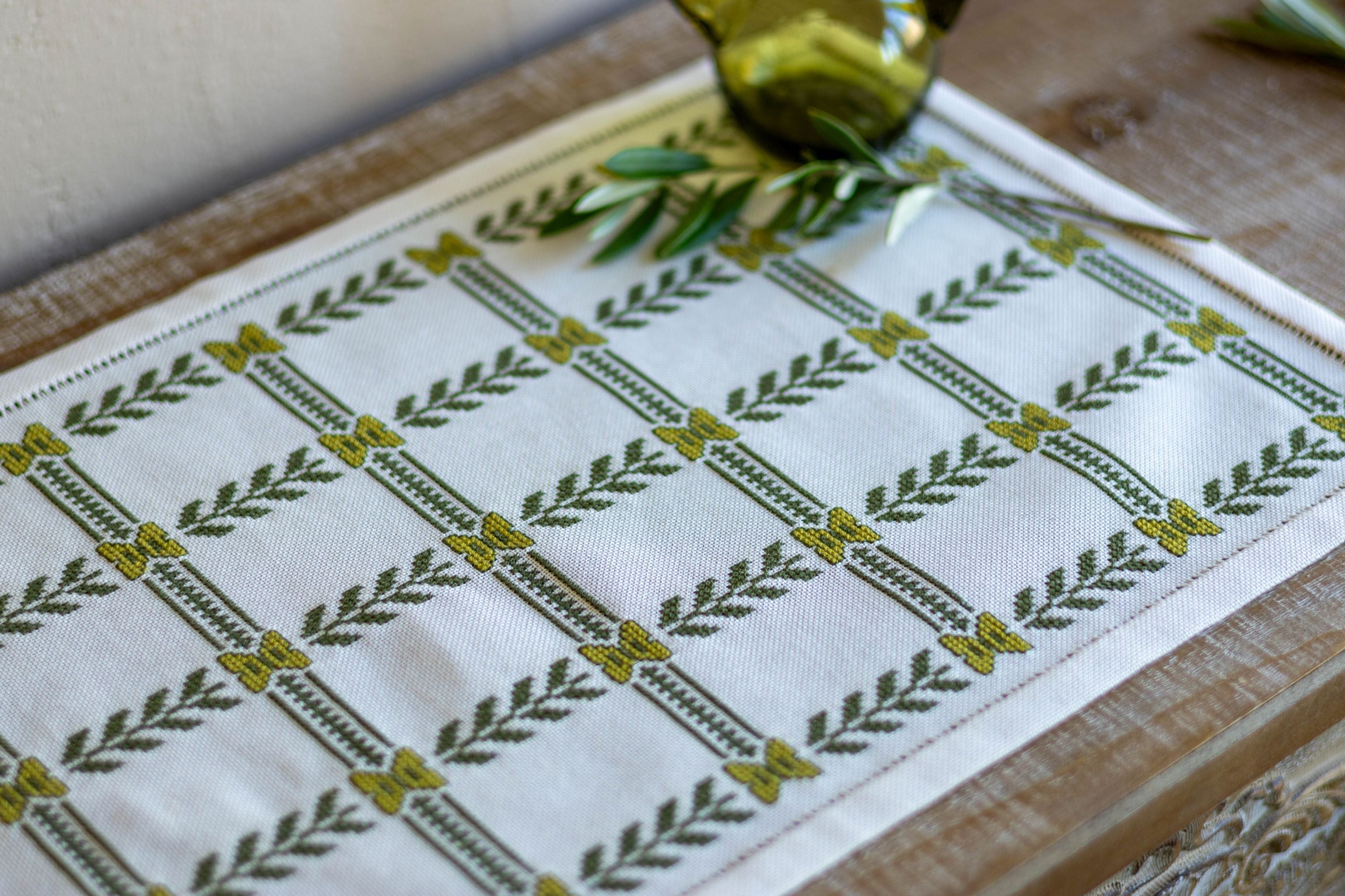 Olive Branch cross stitch folk embroidery kit