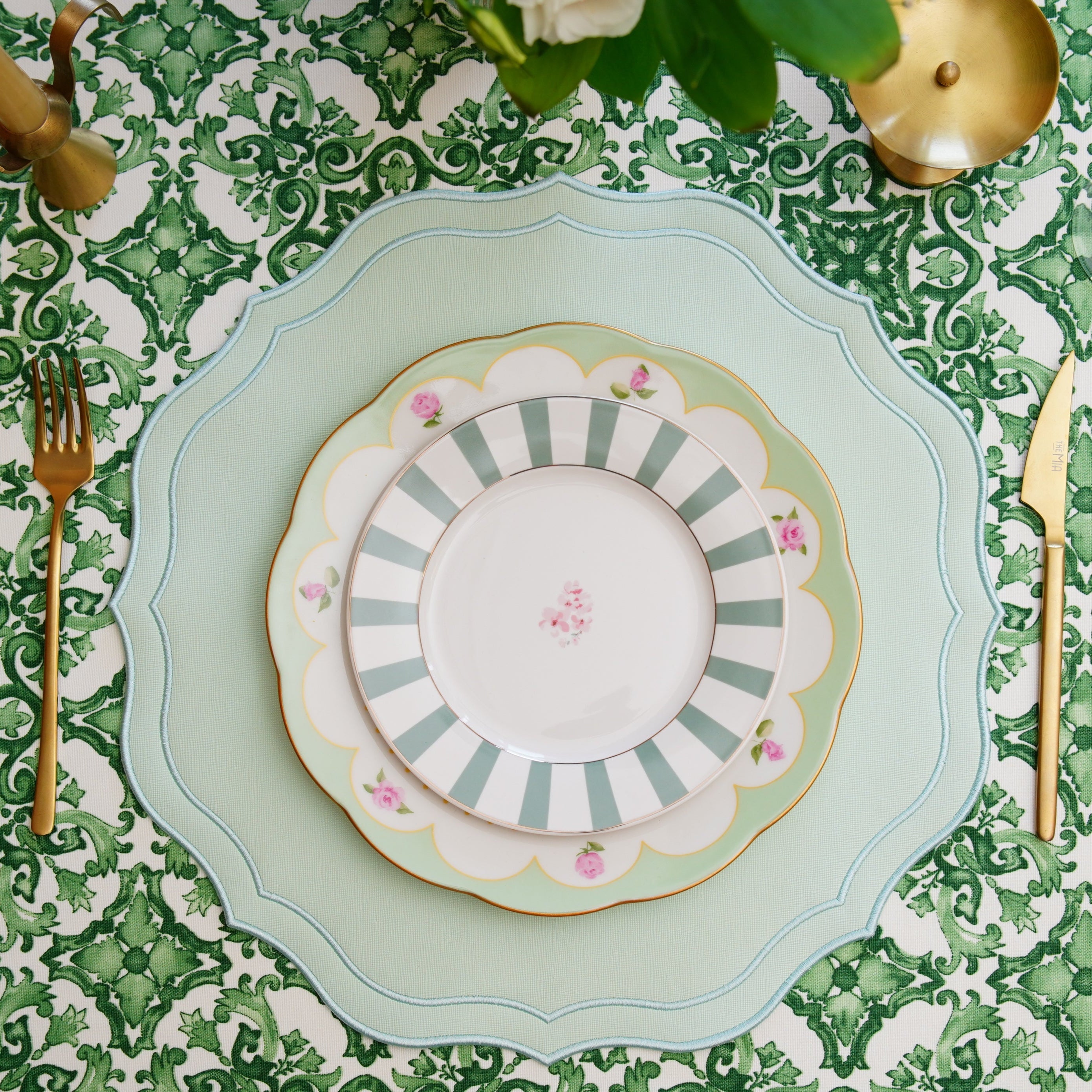 Orchid Light Green Square Faux Leather Placemat