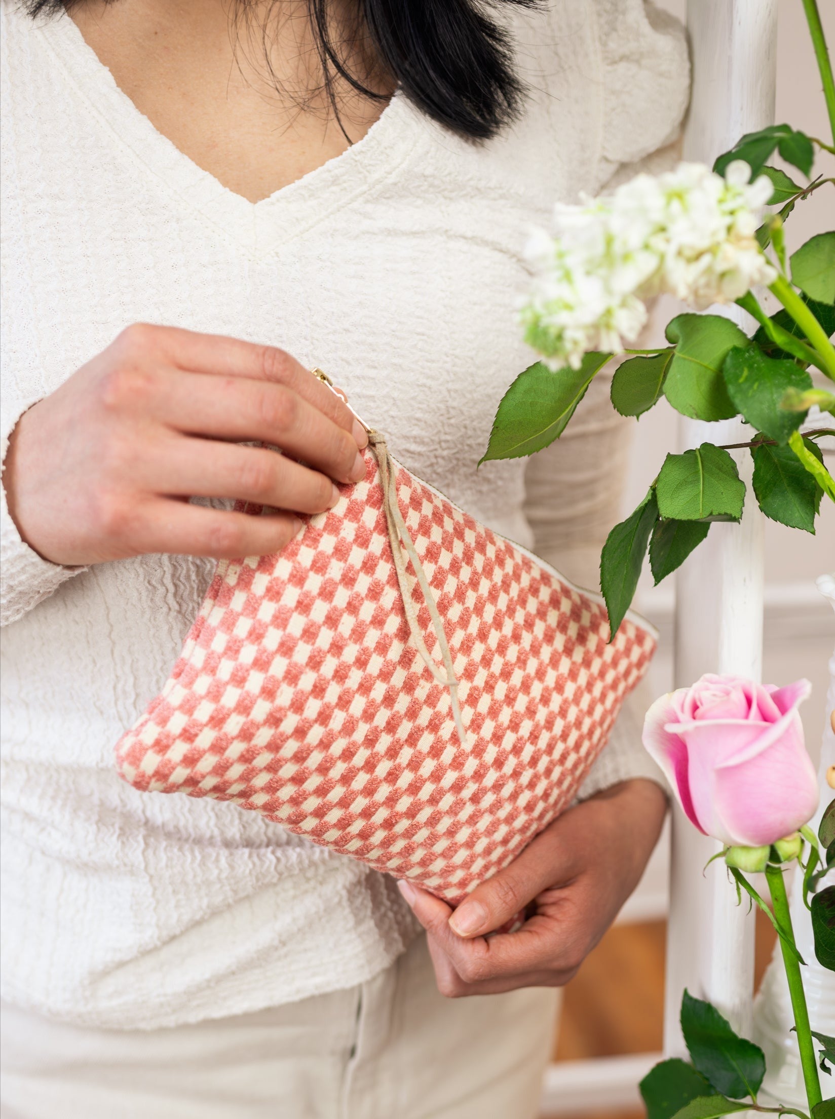 Amelia Coastal Pink Checks Purse