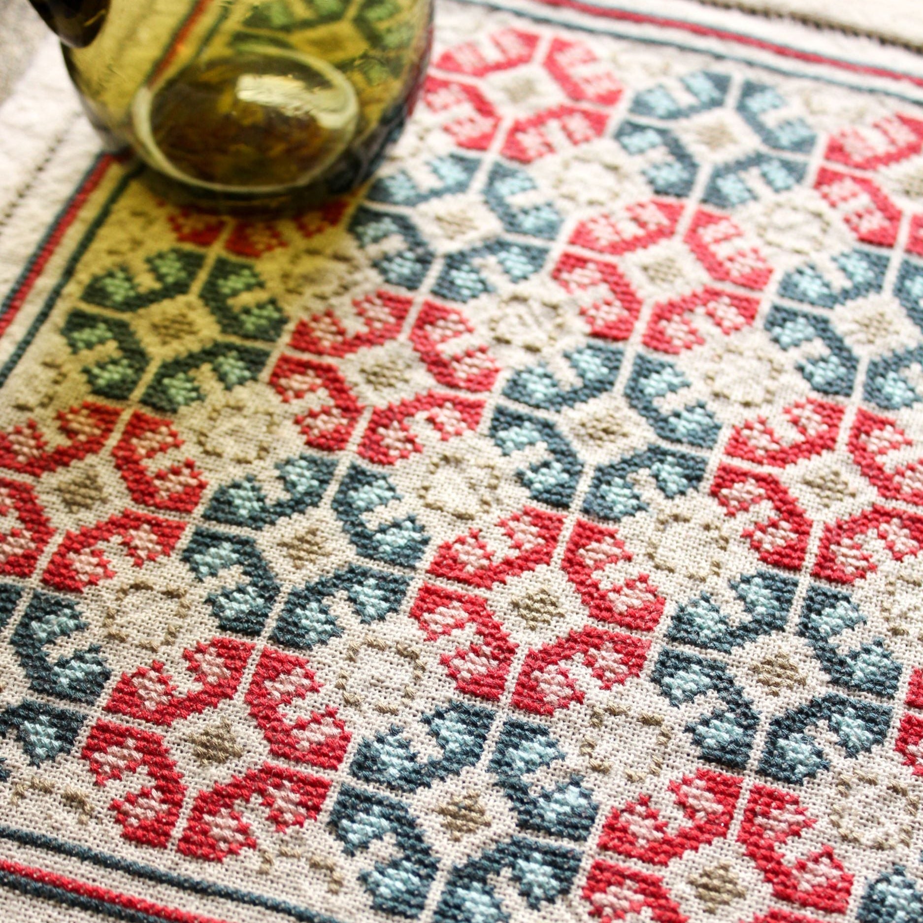 Roman Poppy cross stitch folk embroidery kit