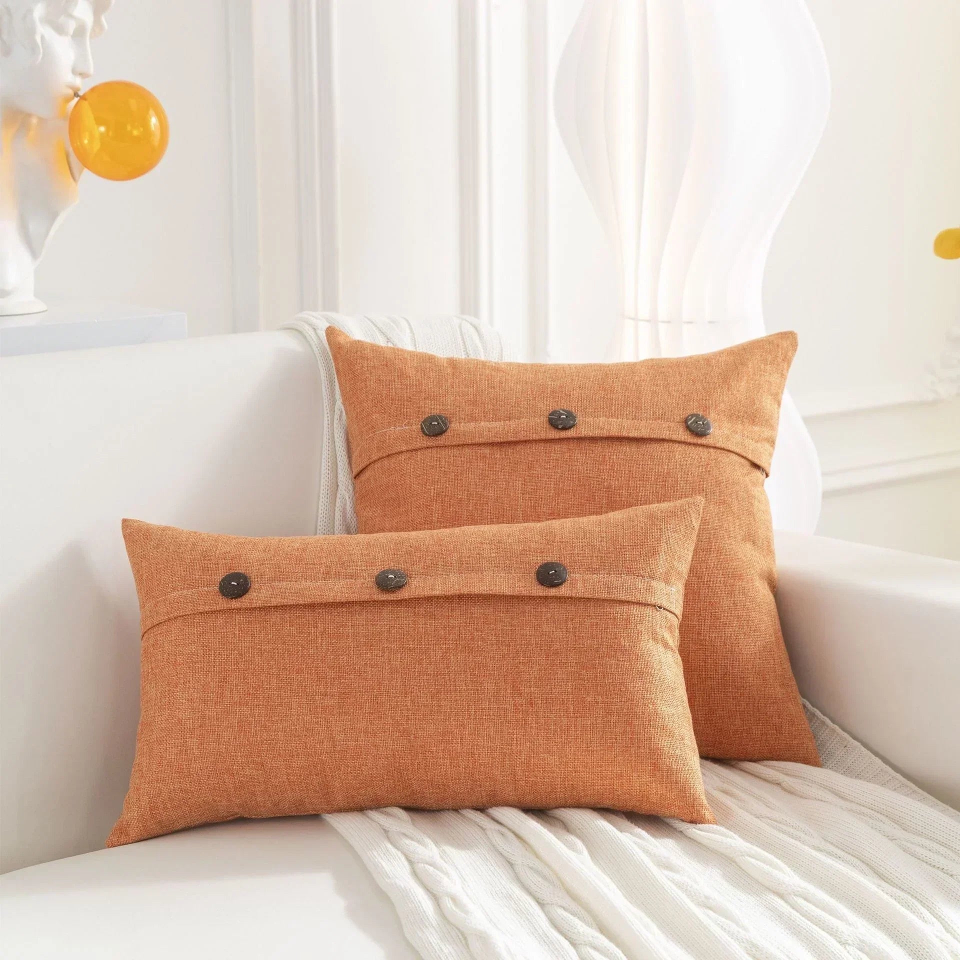 La Spezia Linen Button Pillow Cover Set for Living Room