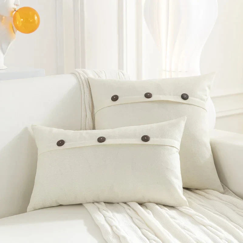 La Spezia Linen Button Pillow Cover Set for Living Room
