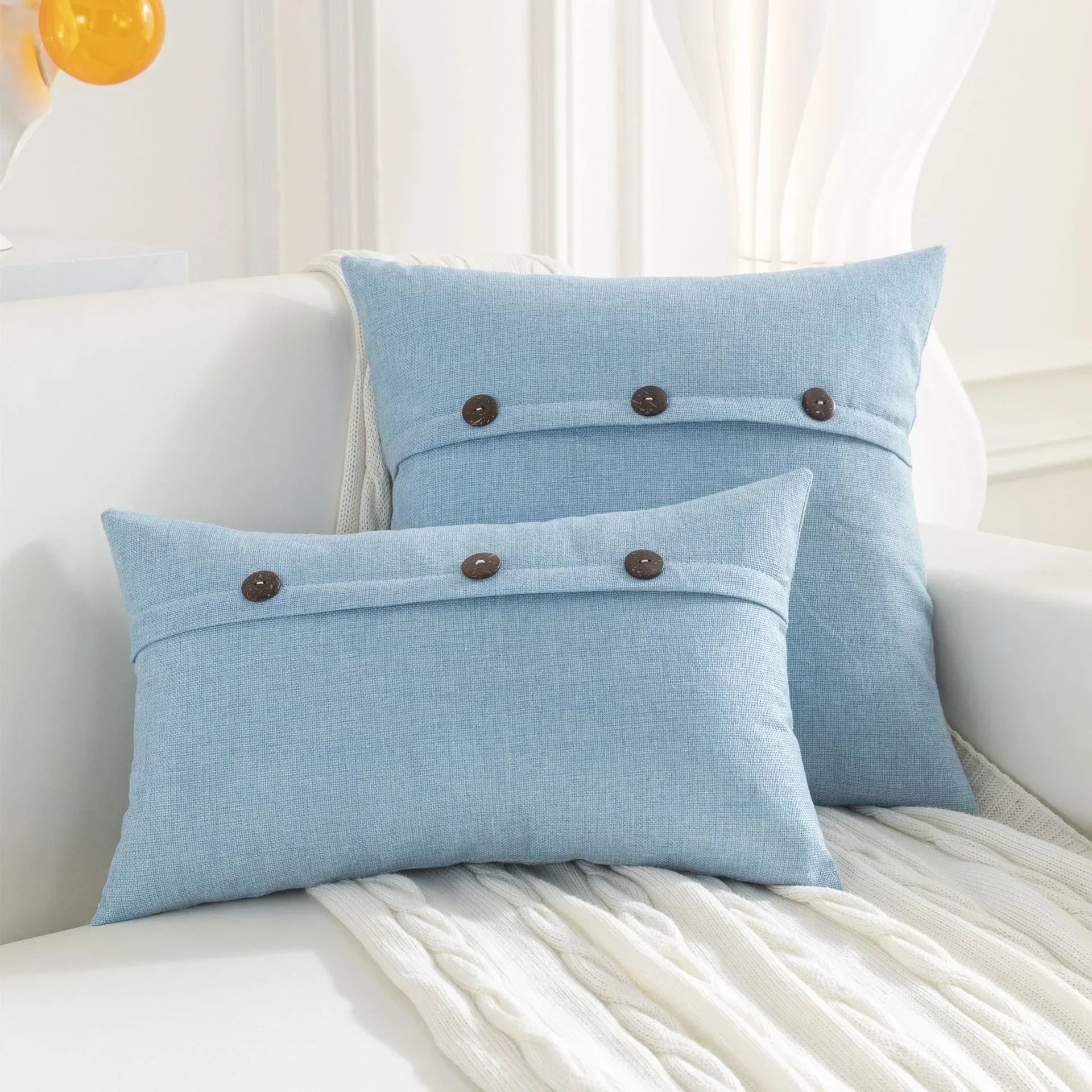 La Spezia Linen Button Pillow Cover Set for Living Room