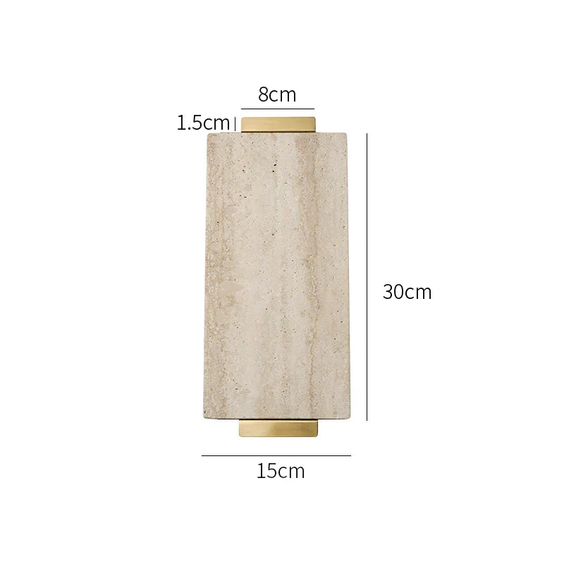 Italian Style Travertine Stone Tray with Golden Metal Handle