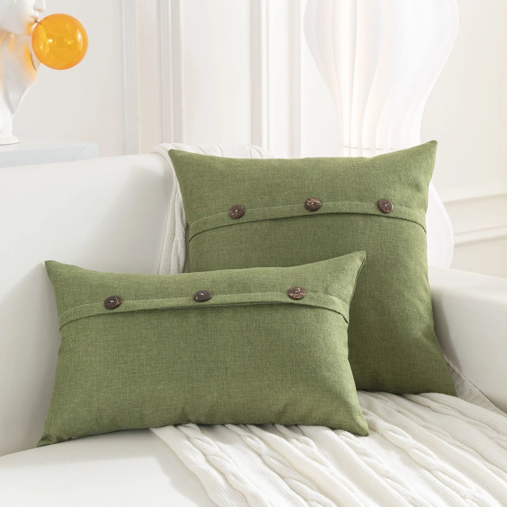 La Spezia Linen Button Pillow Cover Set for Living Room