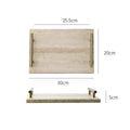 Italian Style Travertine Stone Tray with Golden Metal Handle