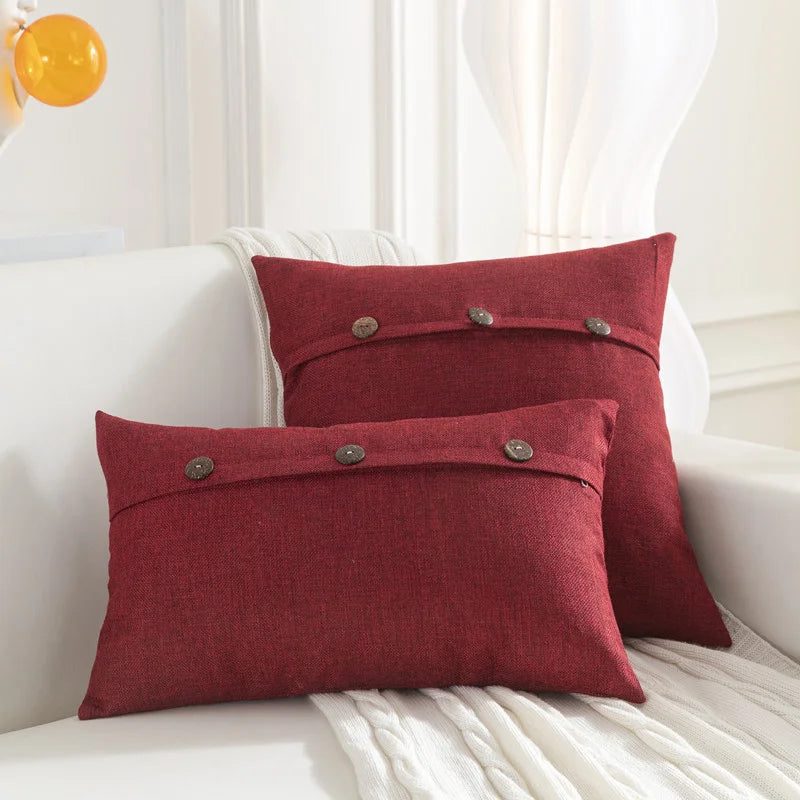 La Spezia Linen Button Pillow Cover Set for Living Room