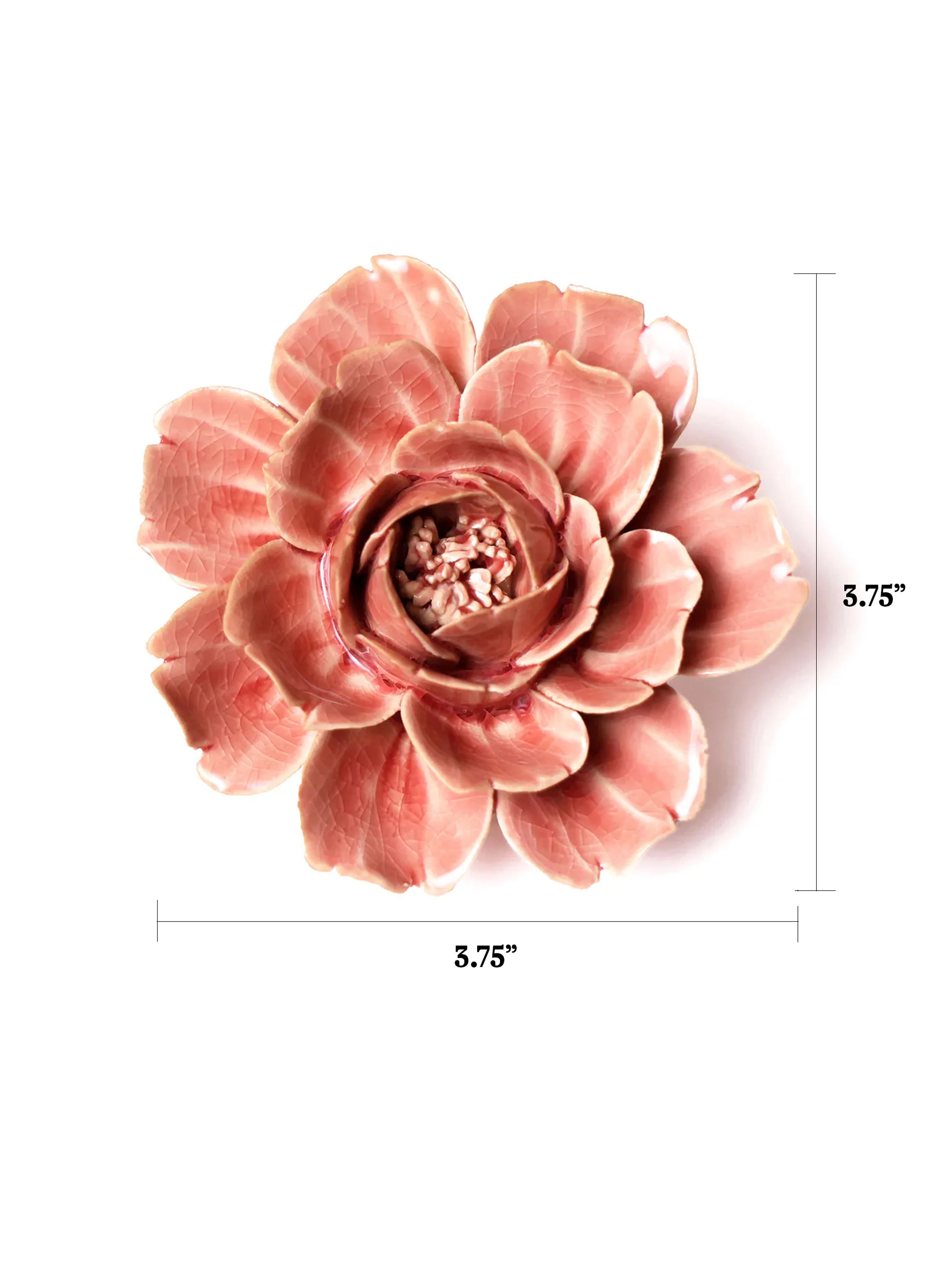 Ceramic Small Pink Rose Flower - Table Decoration or Wall Hanging