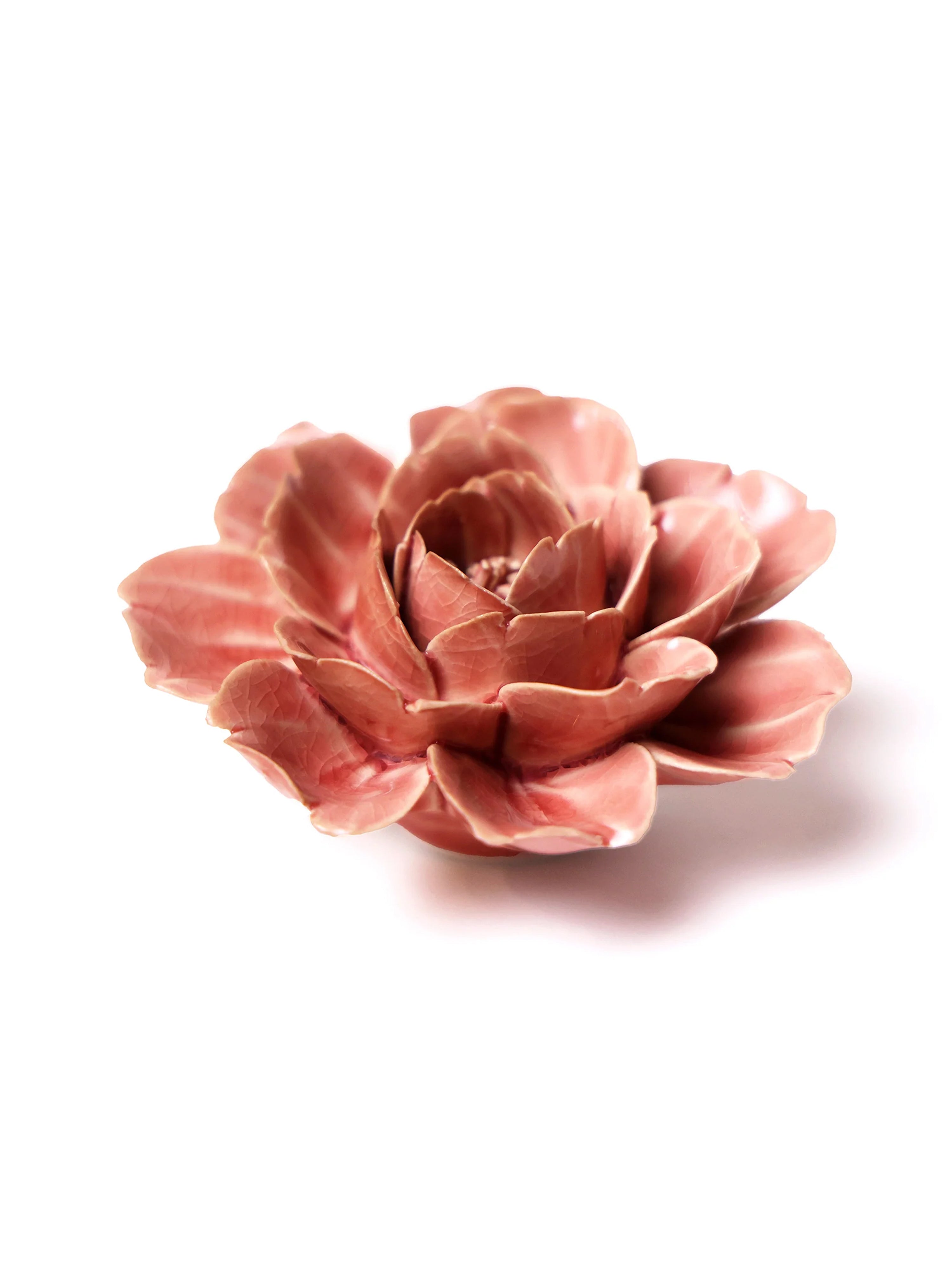 Ceramic Small Pink Rose Flower - Table Decoration or Wall Hanging